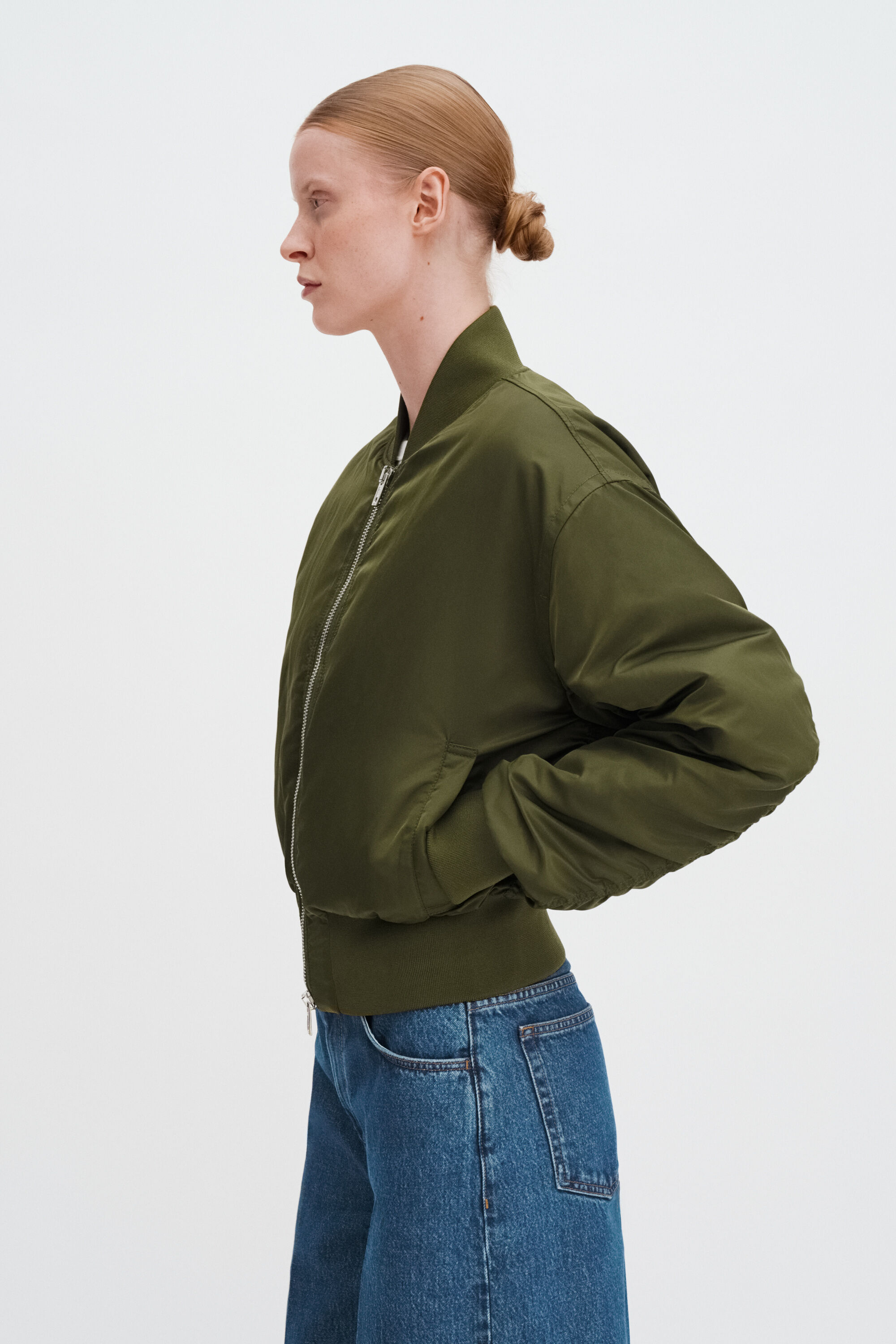 Nylon Zip Jacket - Midnight Green | FILIPPA K