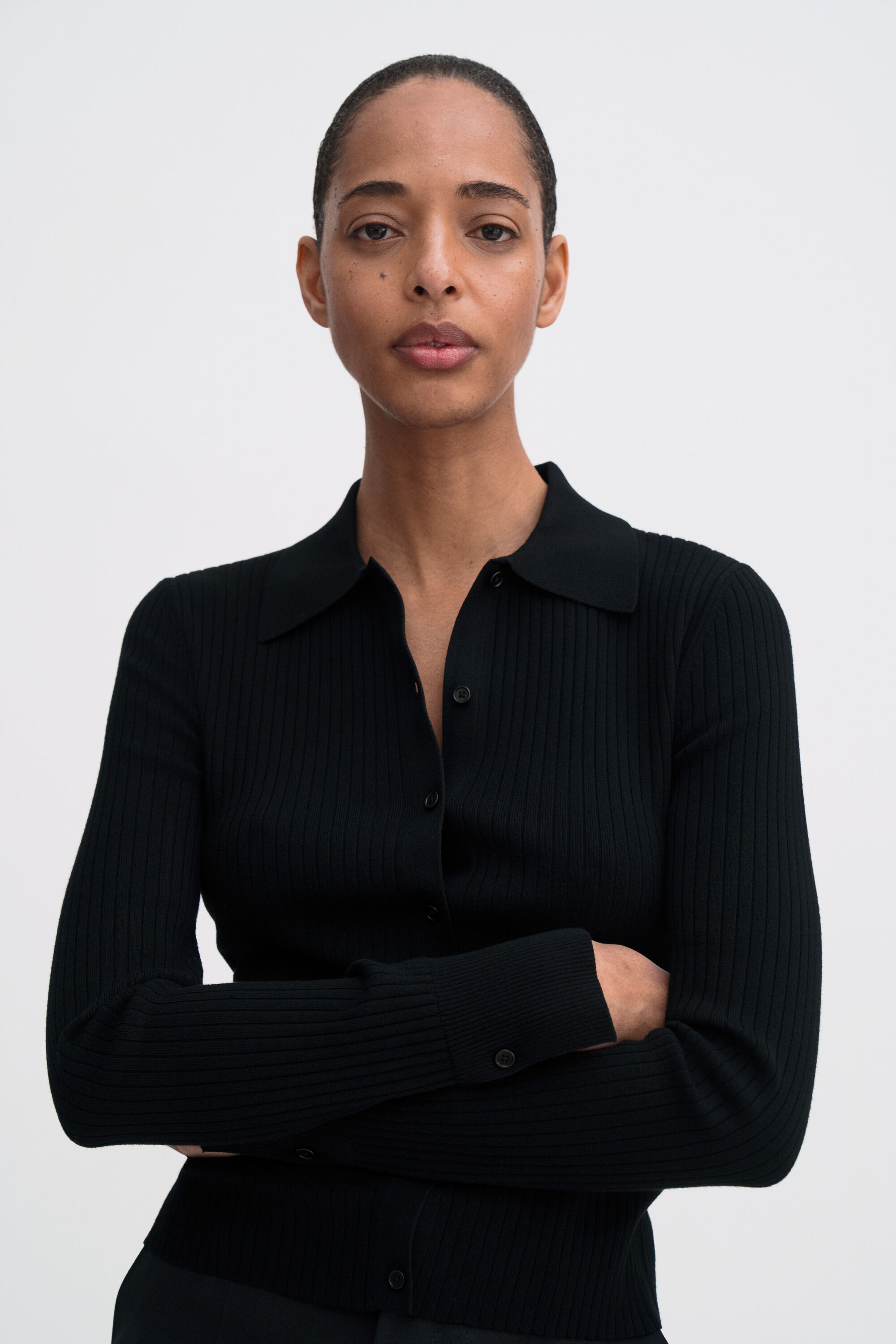 Ribbed Knit Shirt - Black | FILIPPA K
