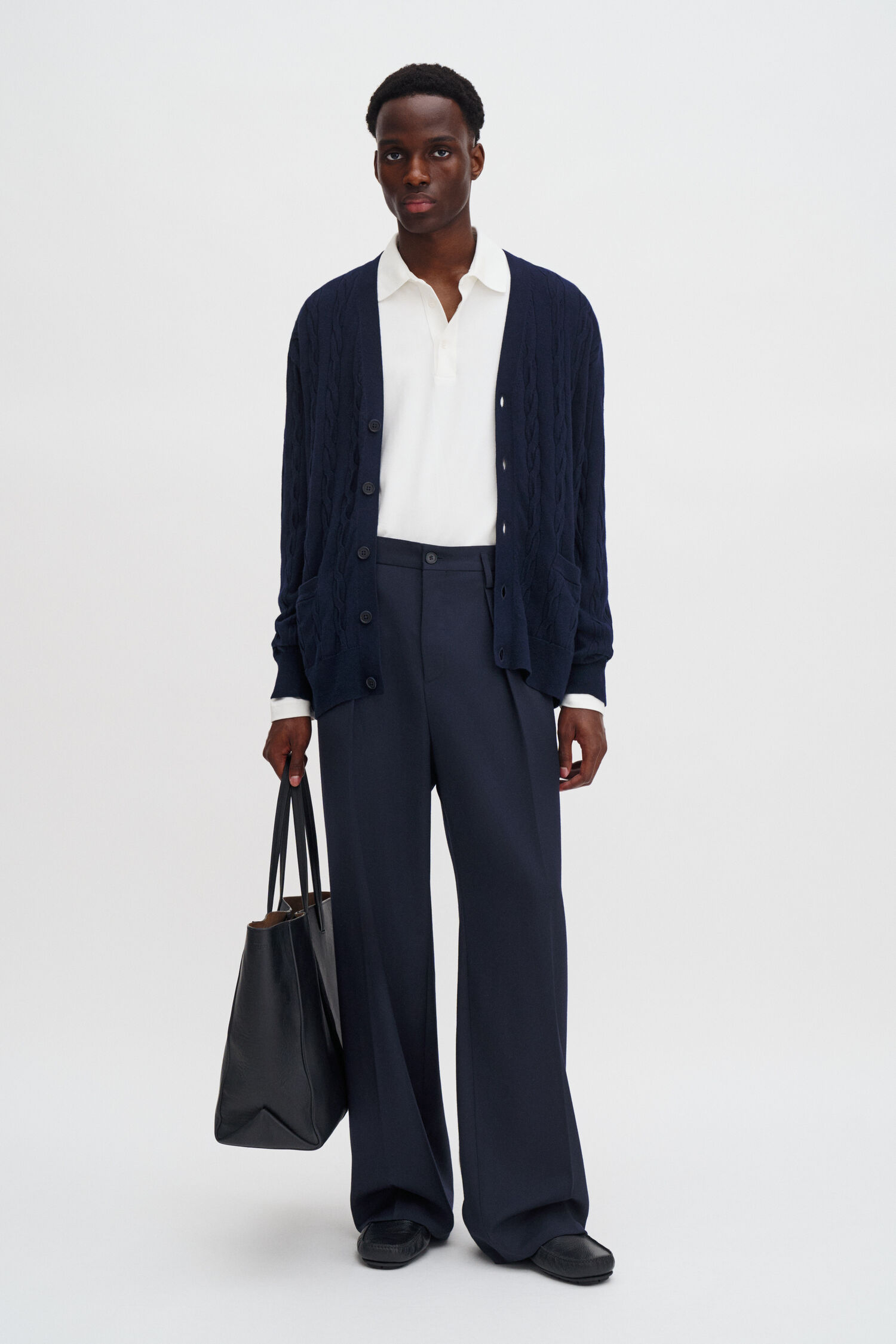 Braided Cotton Merino Cardigan