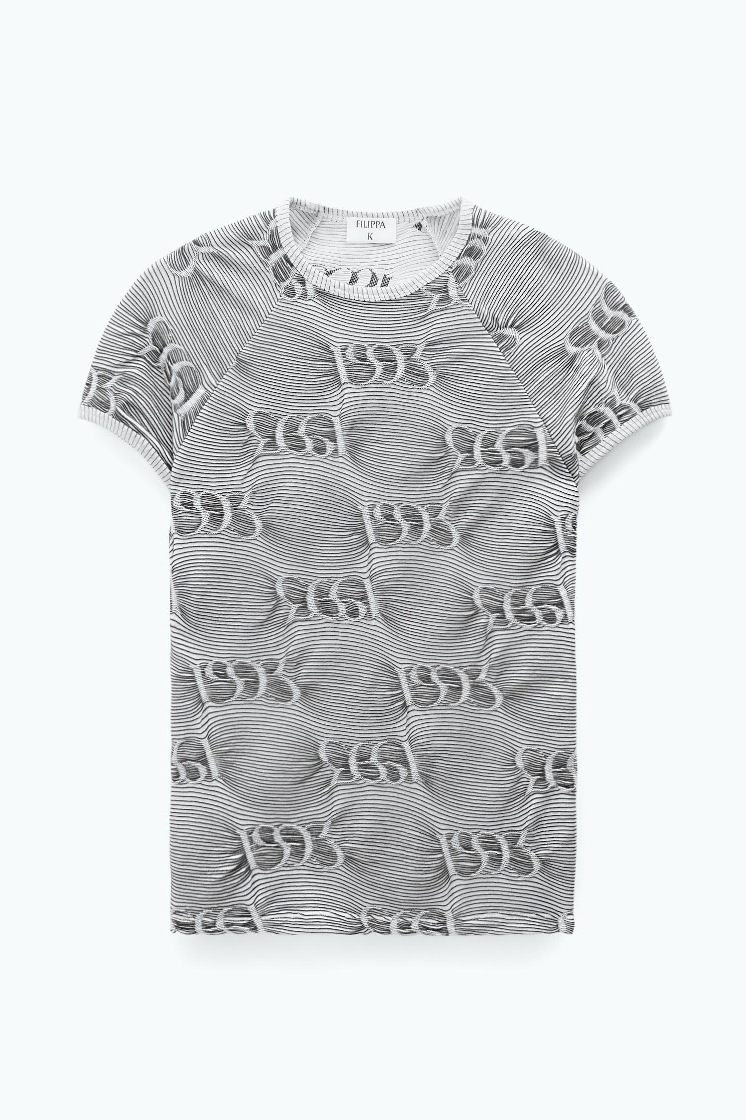 Jacquard Cap Sleeve Tee Ecru Black Branded Jacquard Filippa K