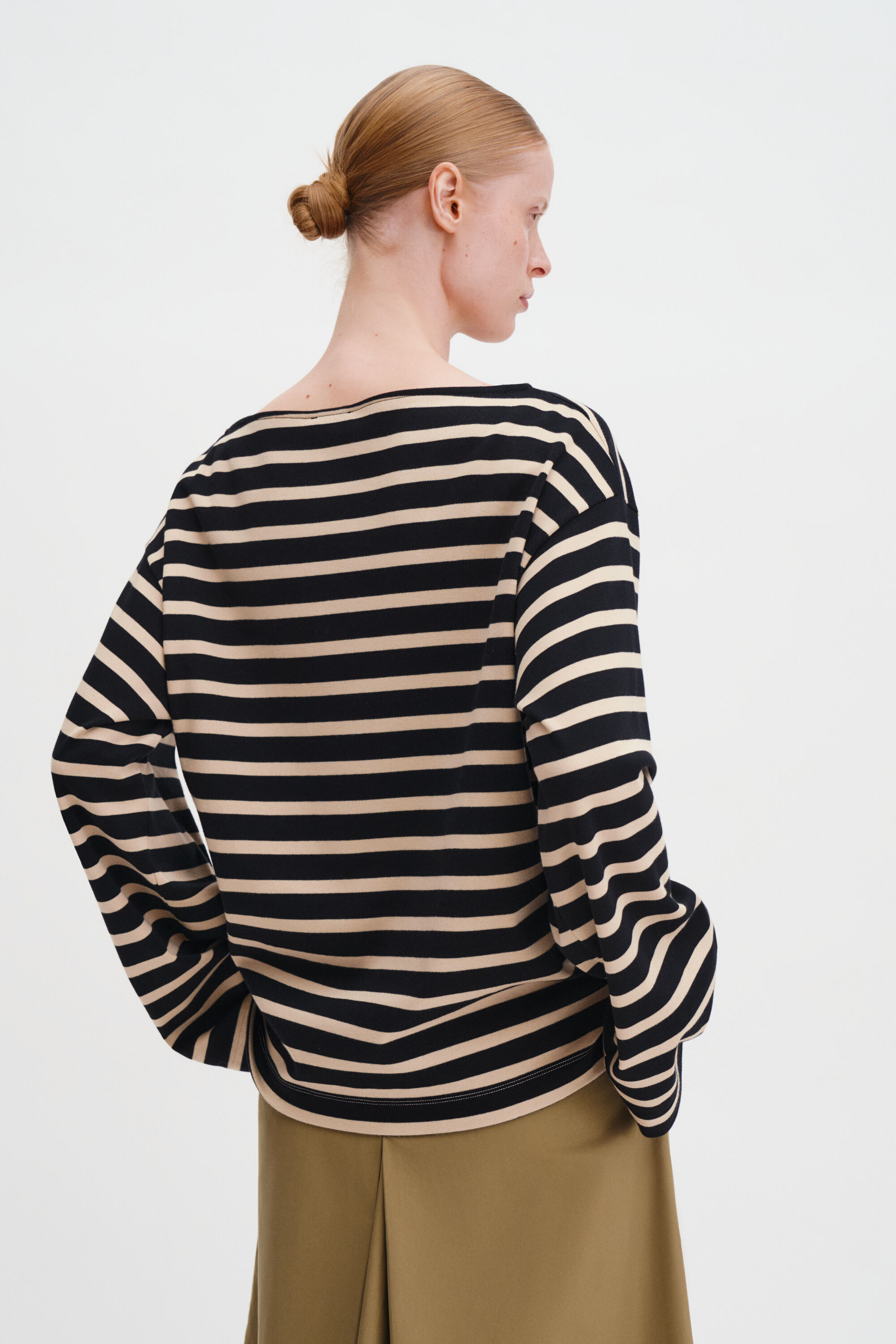 Cotton Mariner Top - Black/Pearl Beige | FILIPPA K