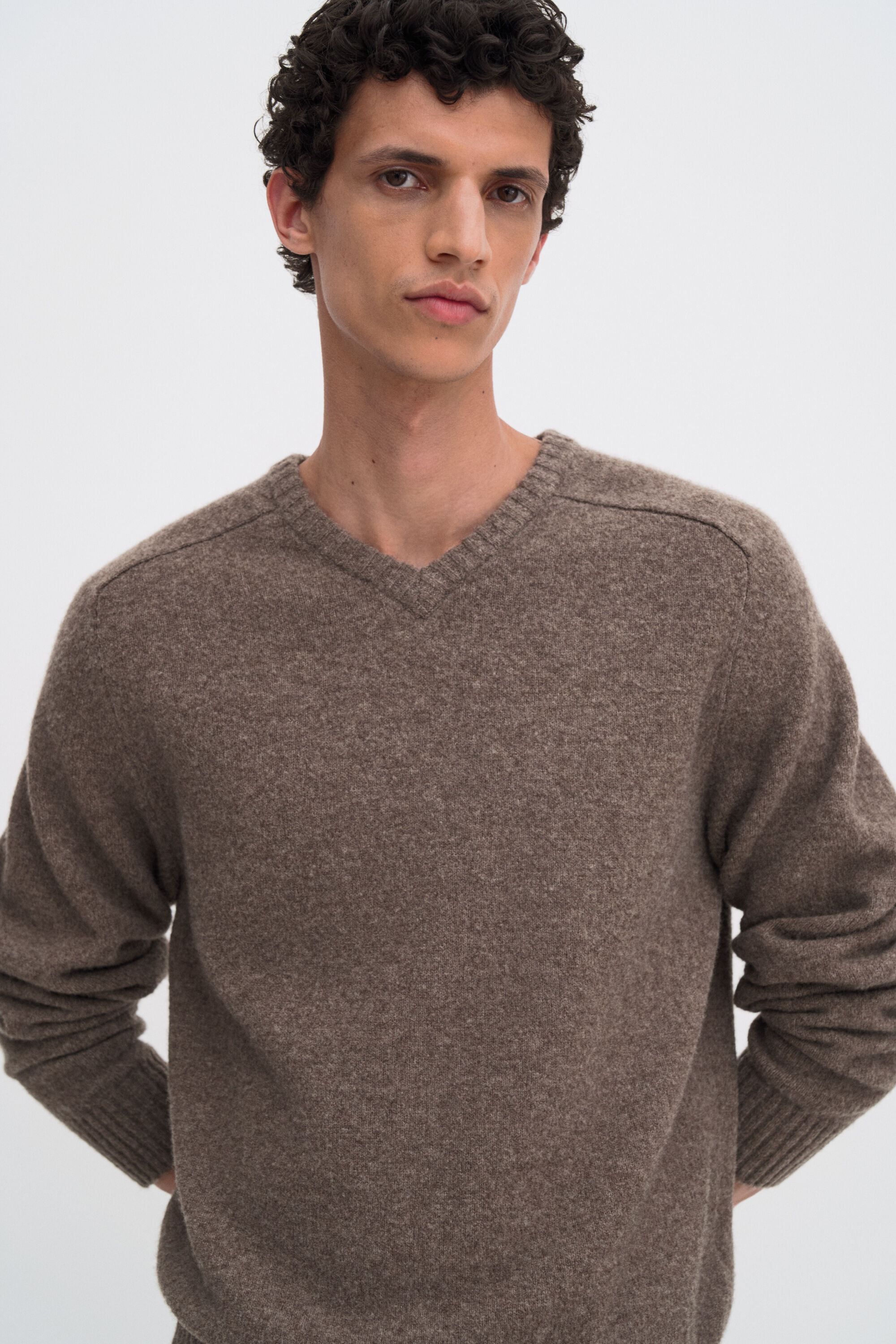 Yak Wool V- Neck Sweater - Driftwood | FILIPPA K