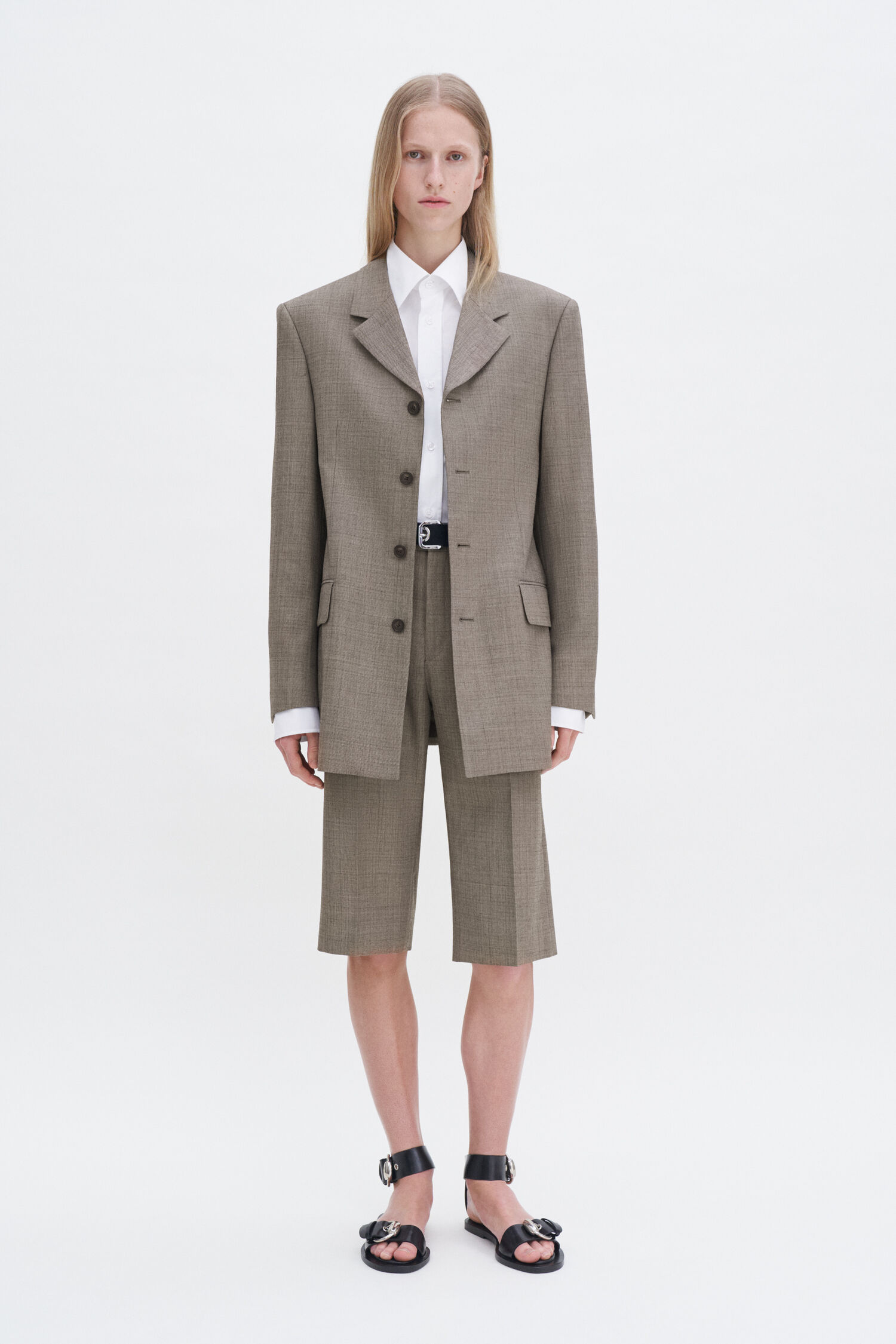 Wool Blend Single Breasted Bla