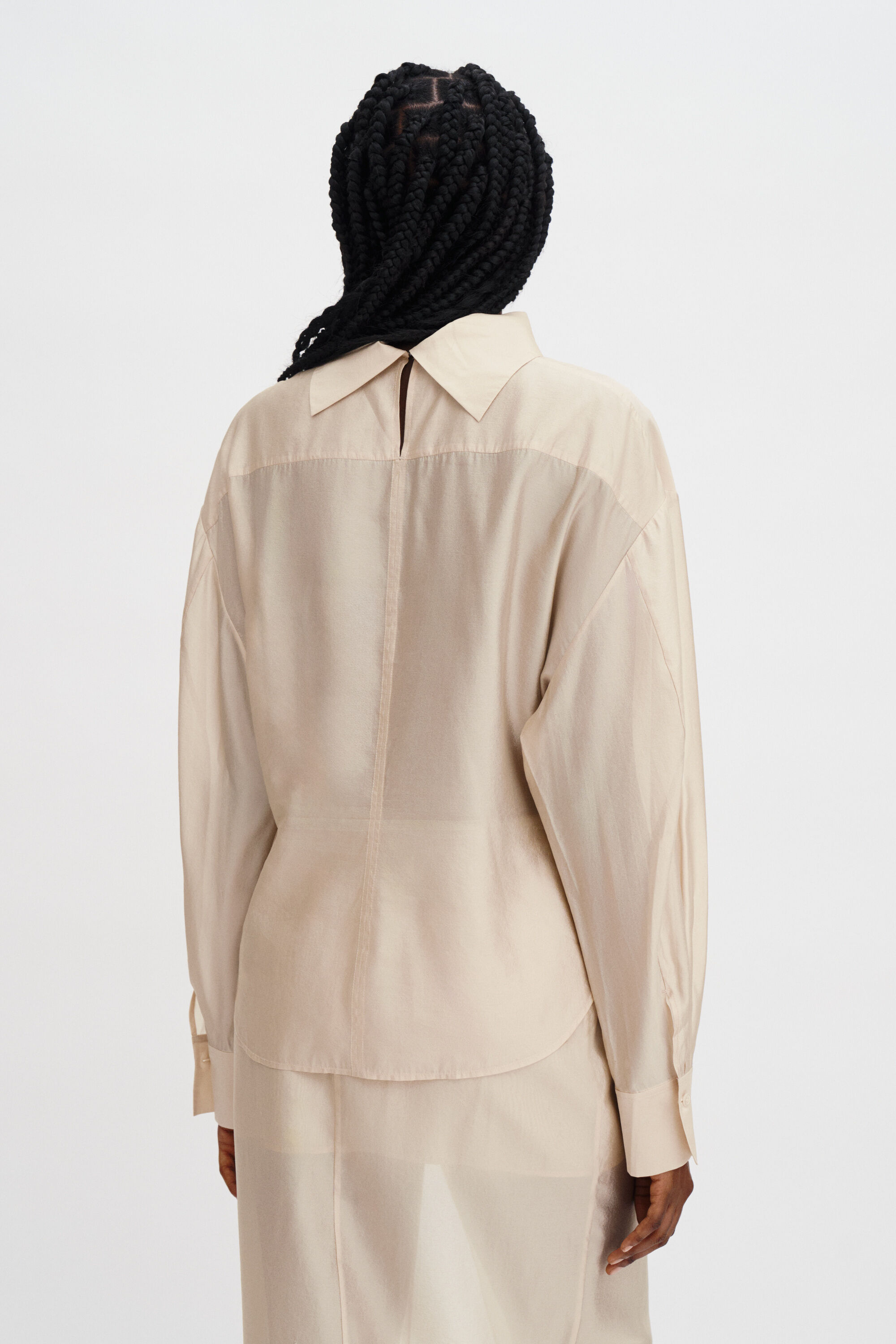 Fold Collar Blouse - Pearl Beige | FILIPPA K