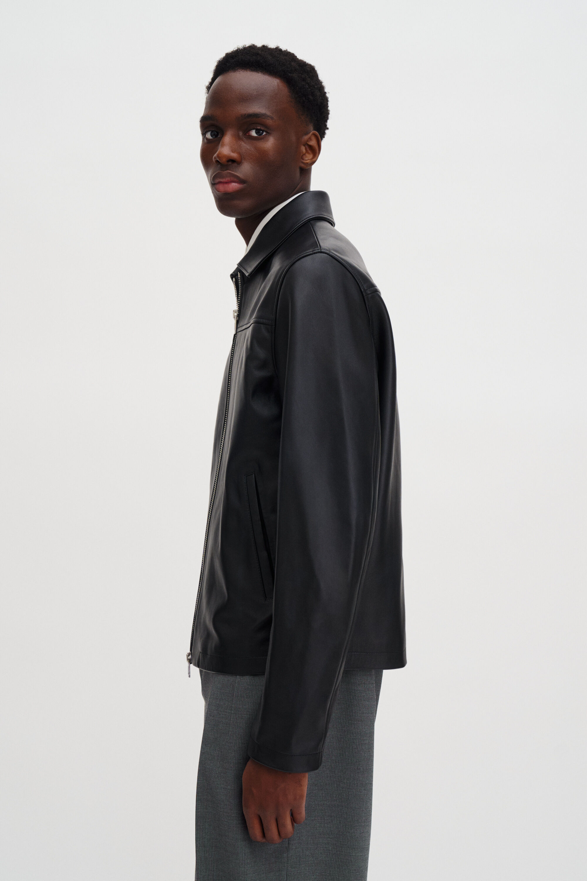 Leather Coach Jacket - Black | FILIPPA K