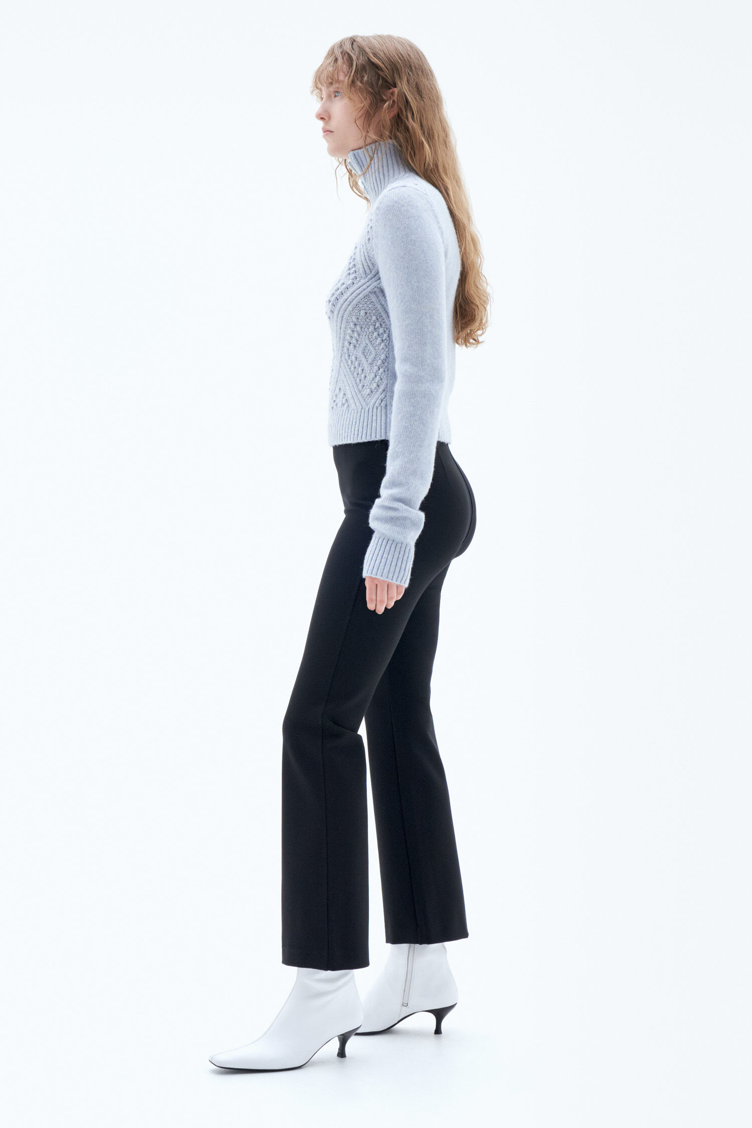 Flared Jersey Trousers - Black
