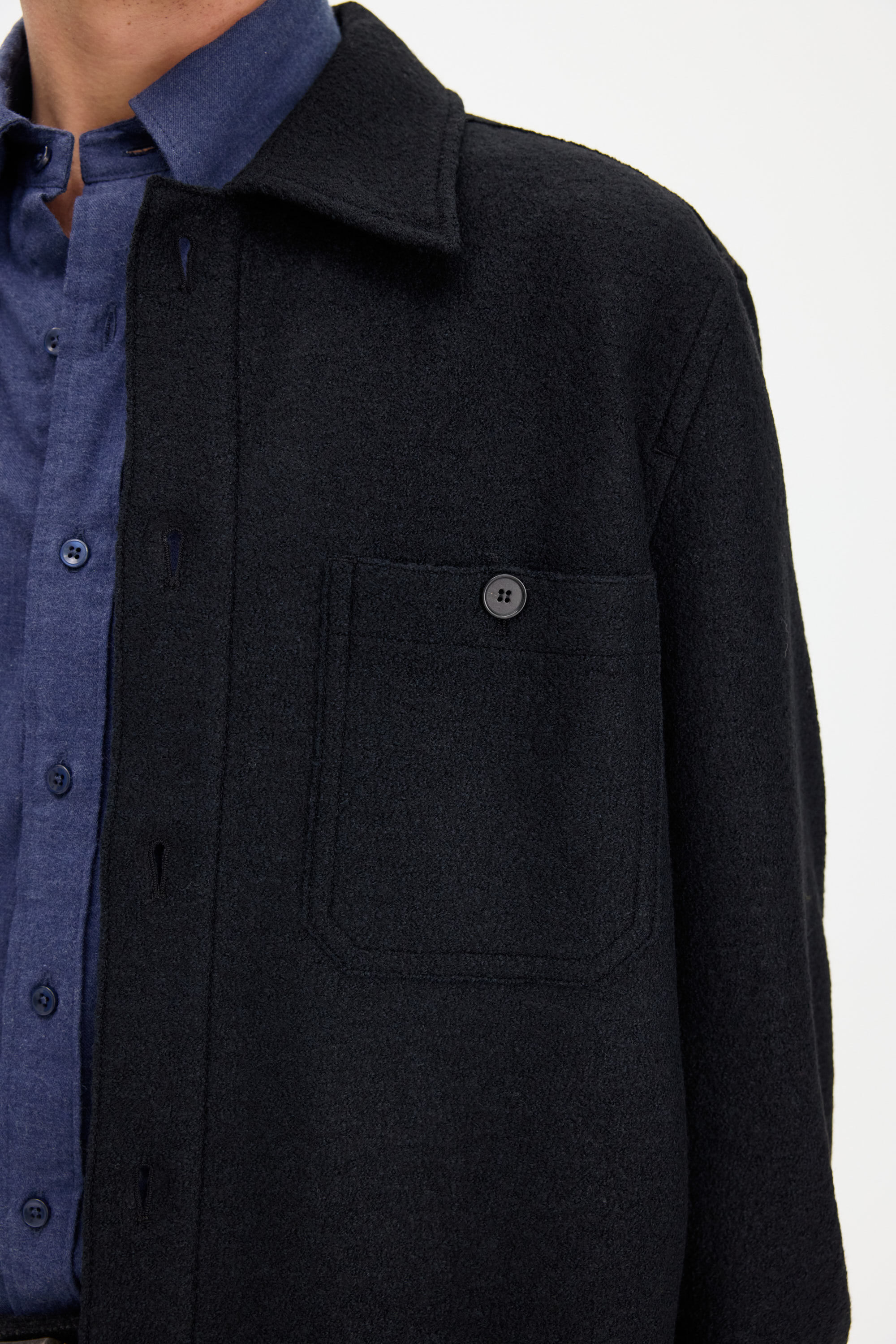 Boiled Wool Shirt Jacket - Black | FILIPPA K