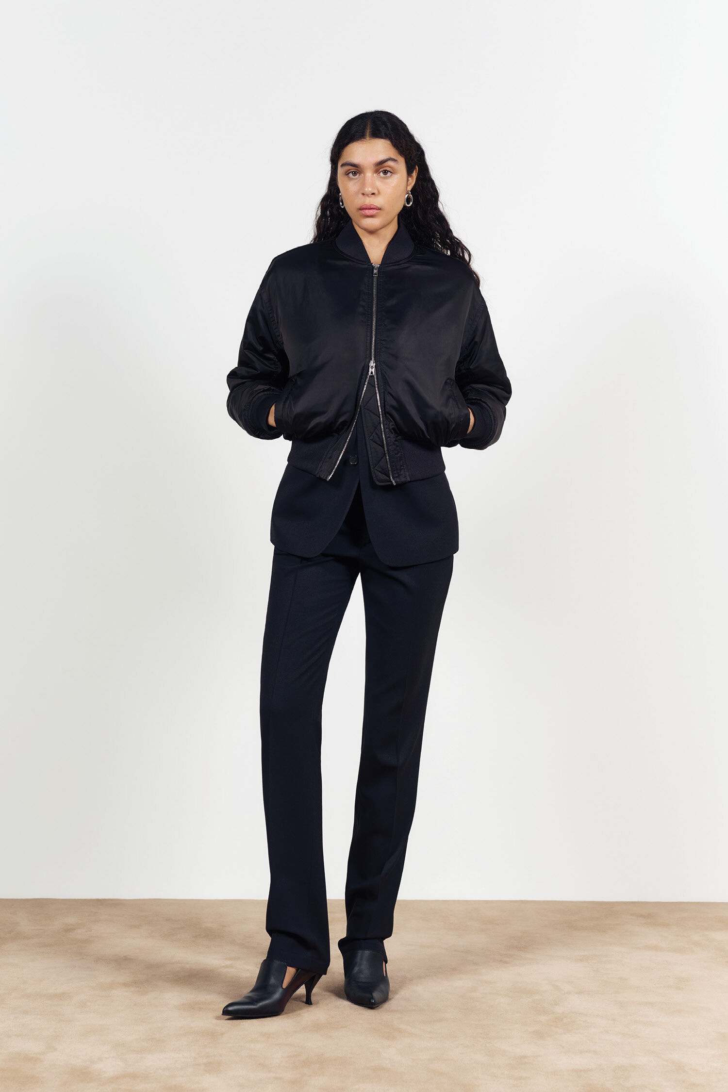 Nylon Zip Jacket - Black | FILIPPA K
