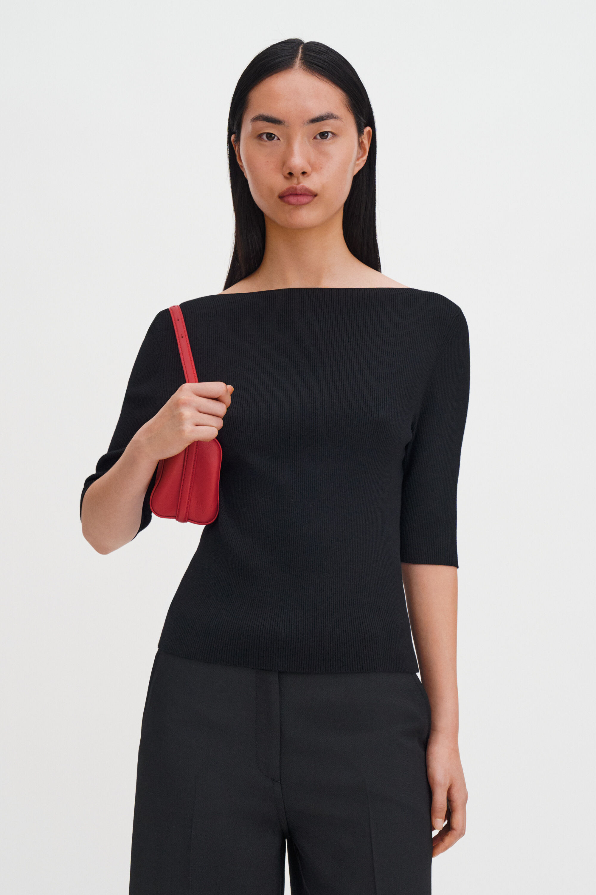 Boatneck Rib Top - Black | FILIPPA K