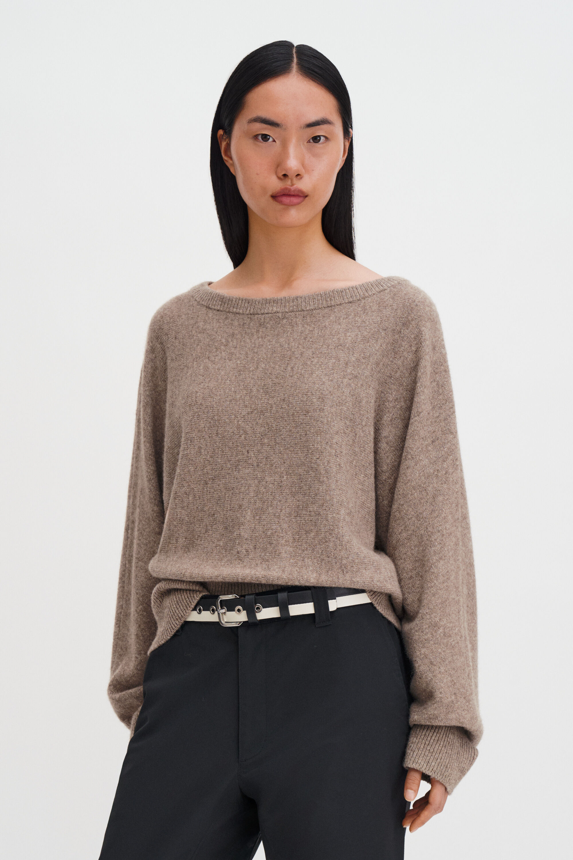 Wool Yak Boatneck Sweater - Taupe Beige | FILIPPA K