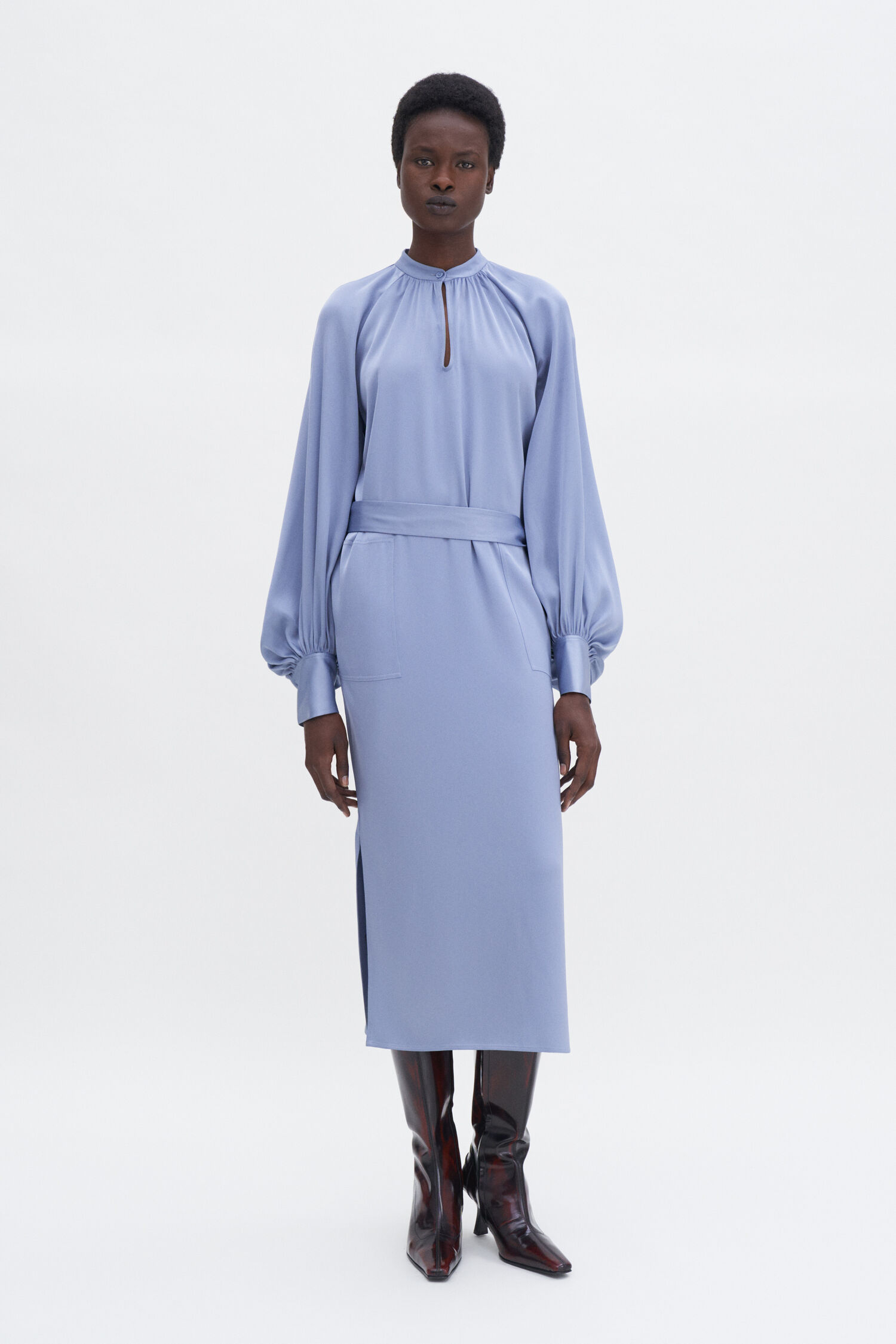 Belted Long Sleeve Dress