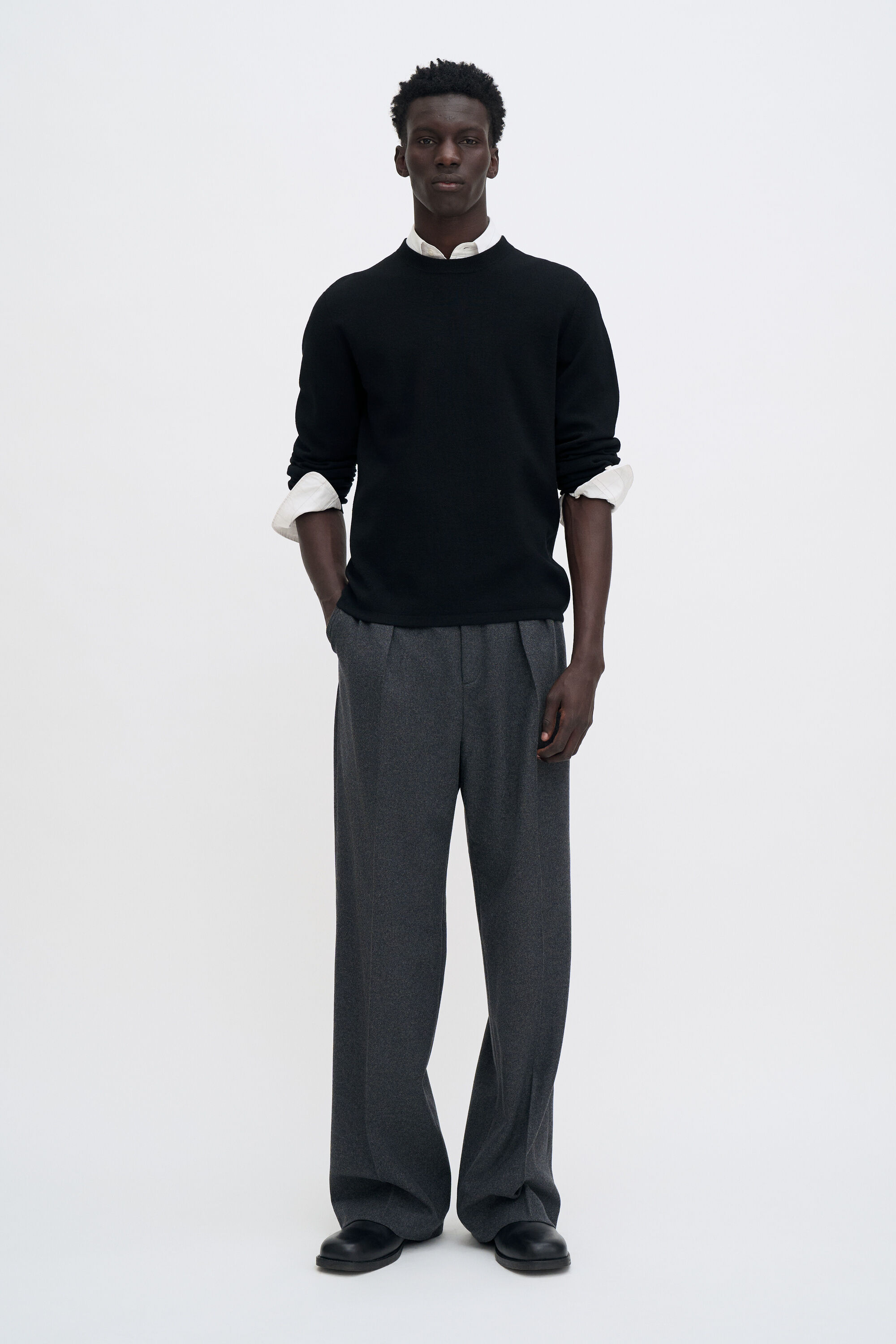 Wool Milano Knit Sweater - Black | FILIPPA K