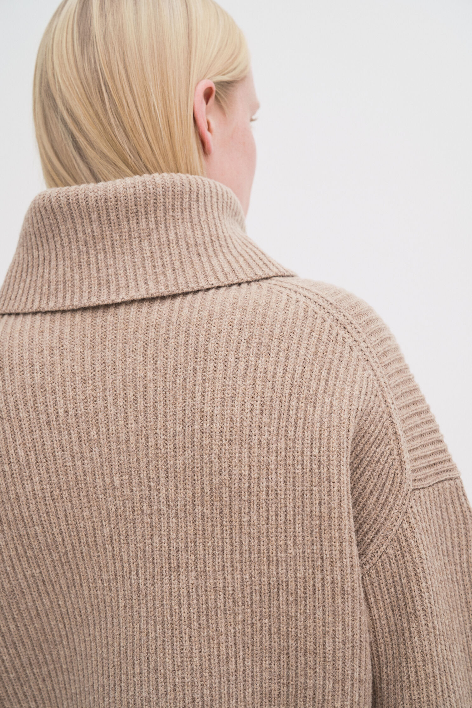 Ribbed Wool Half Zip Sweater