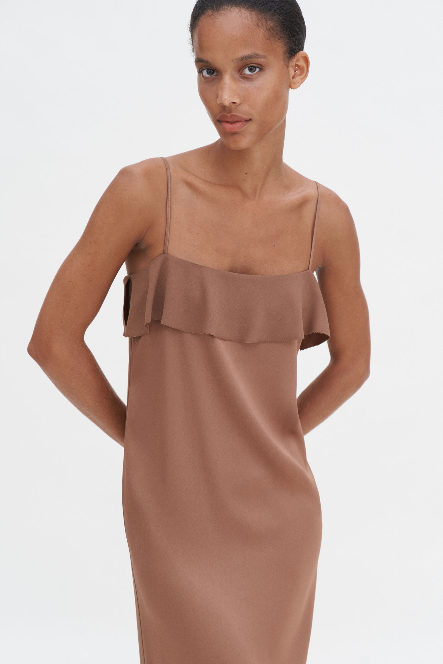 Fluid Draped Strap Dress