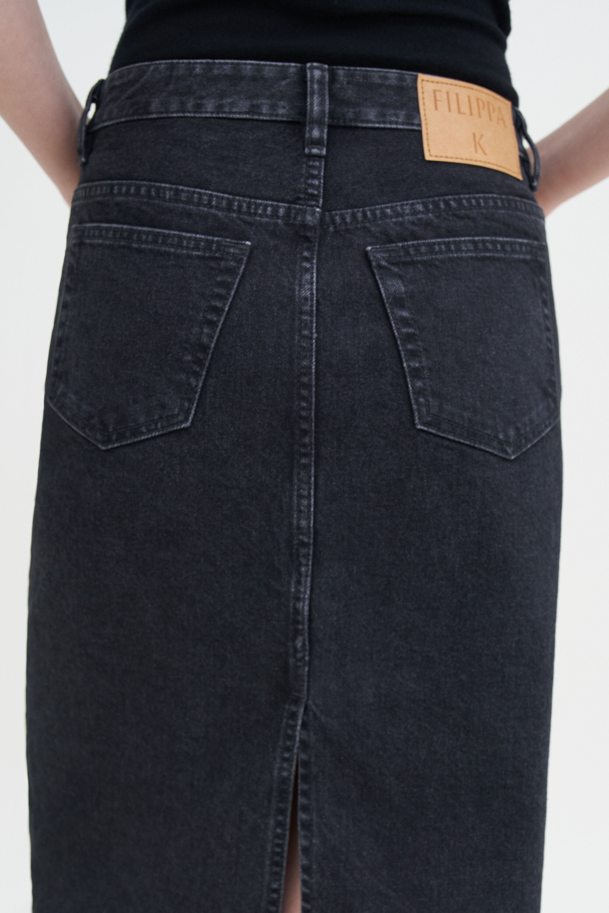 Denim Midi Skirt - Charcoal Black | FILIPPA K