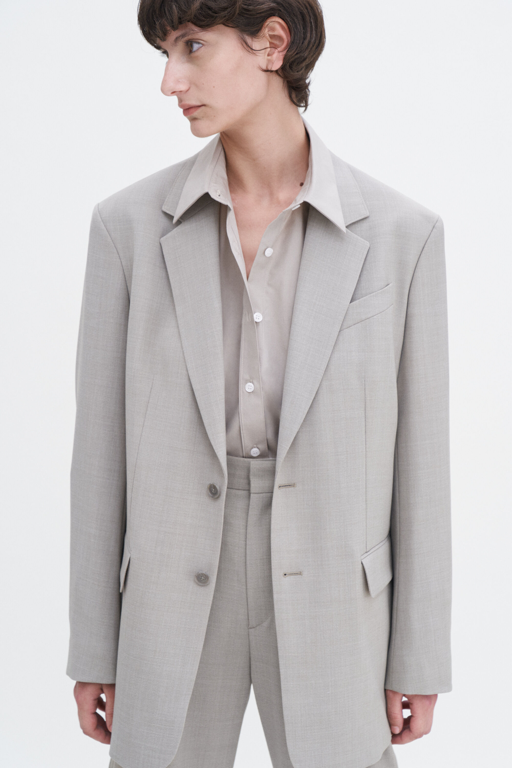 ジャケット FILIPPA K SS24 DAVINA BLAZER (29585 094 0029 SAGE) Davina Oversized Blazer - Sage Melange | Filippa K