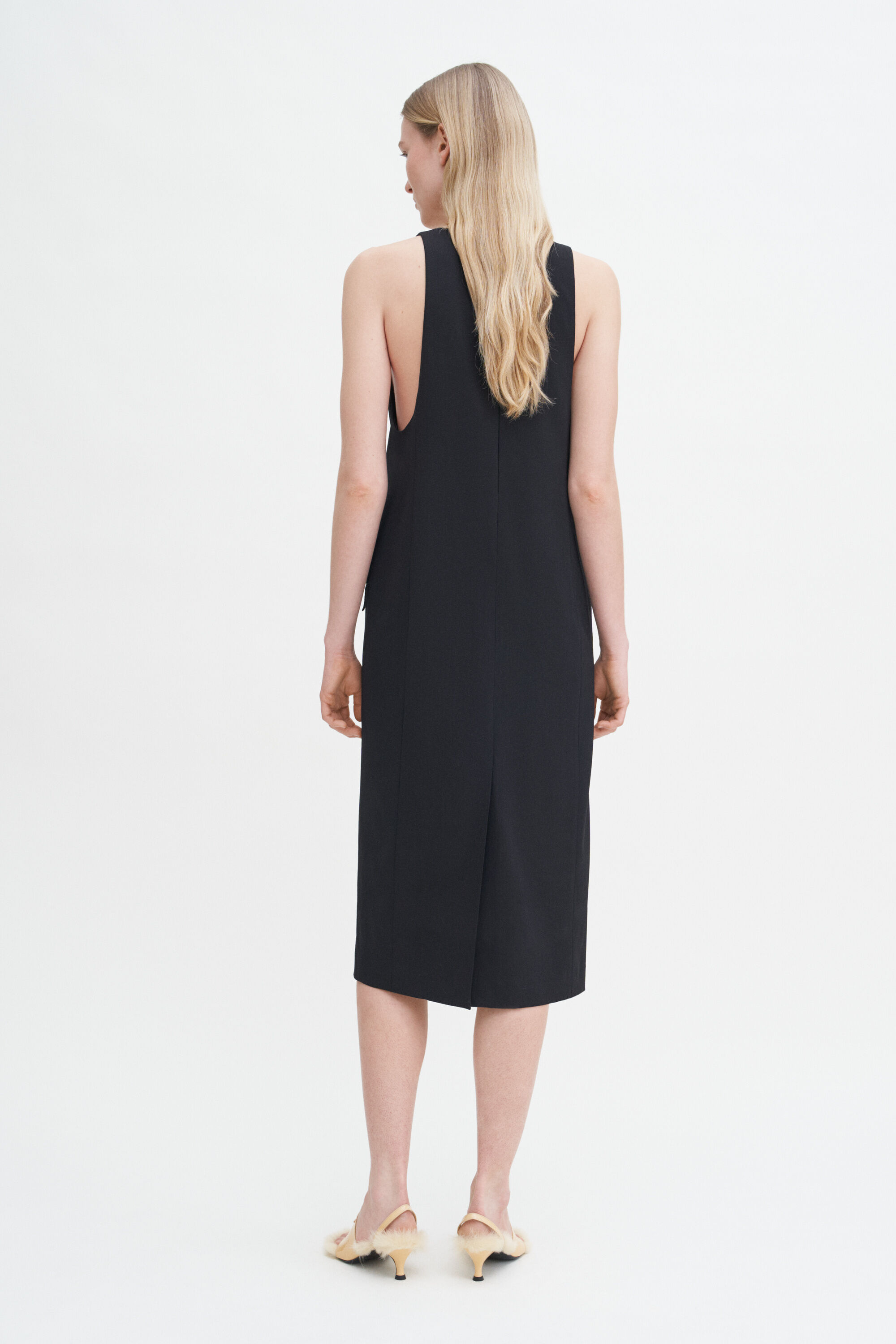 Tailored Wool V neck Dress