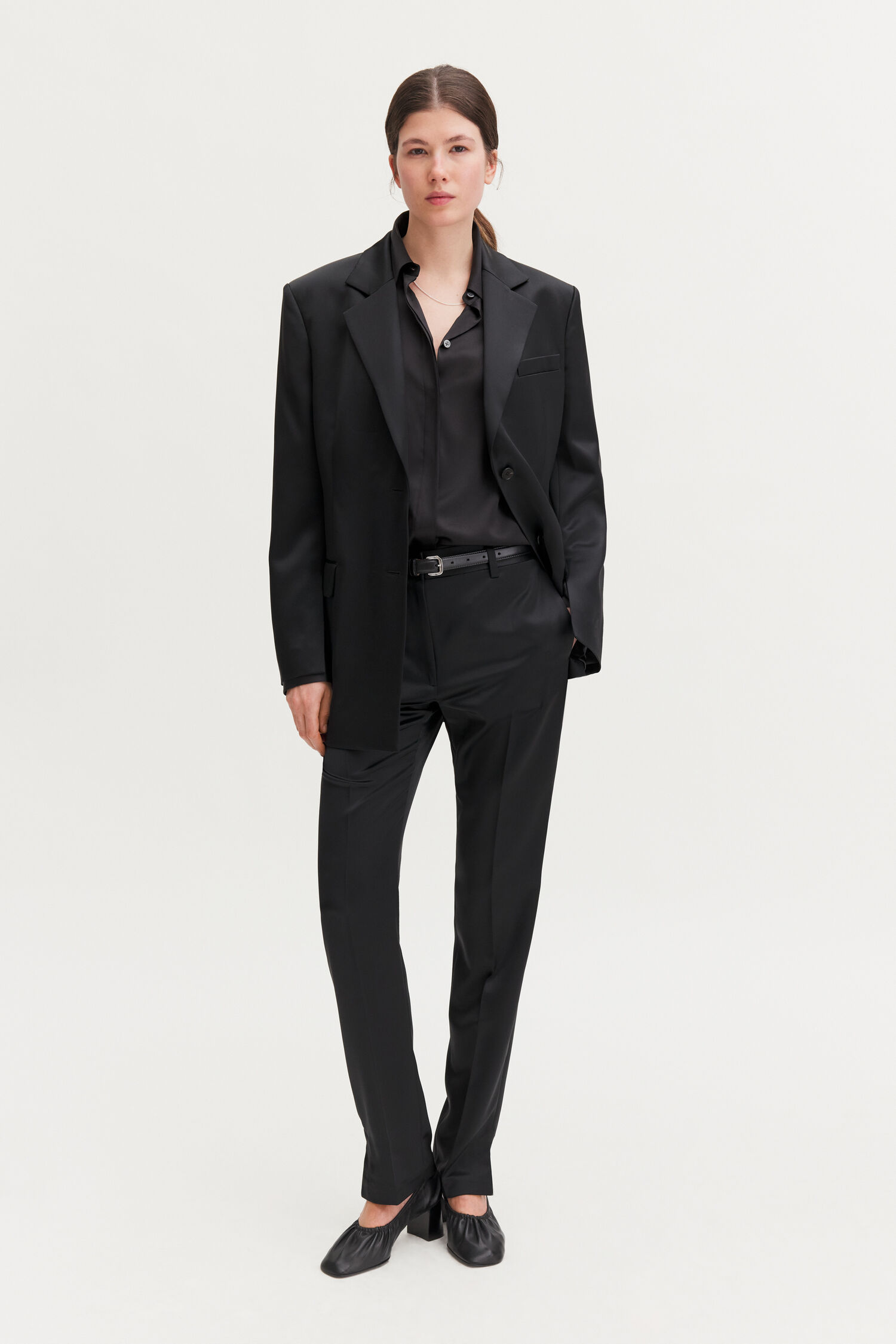 Slit Satin Blazer