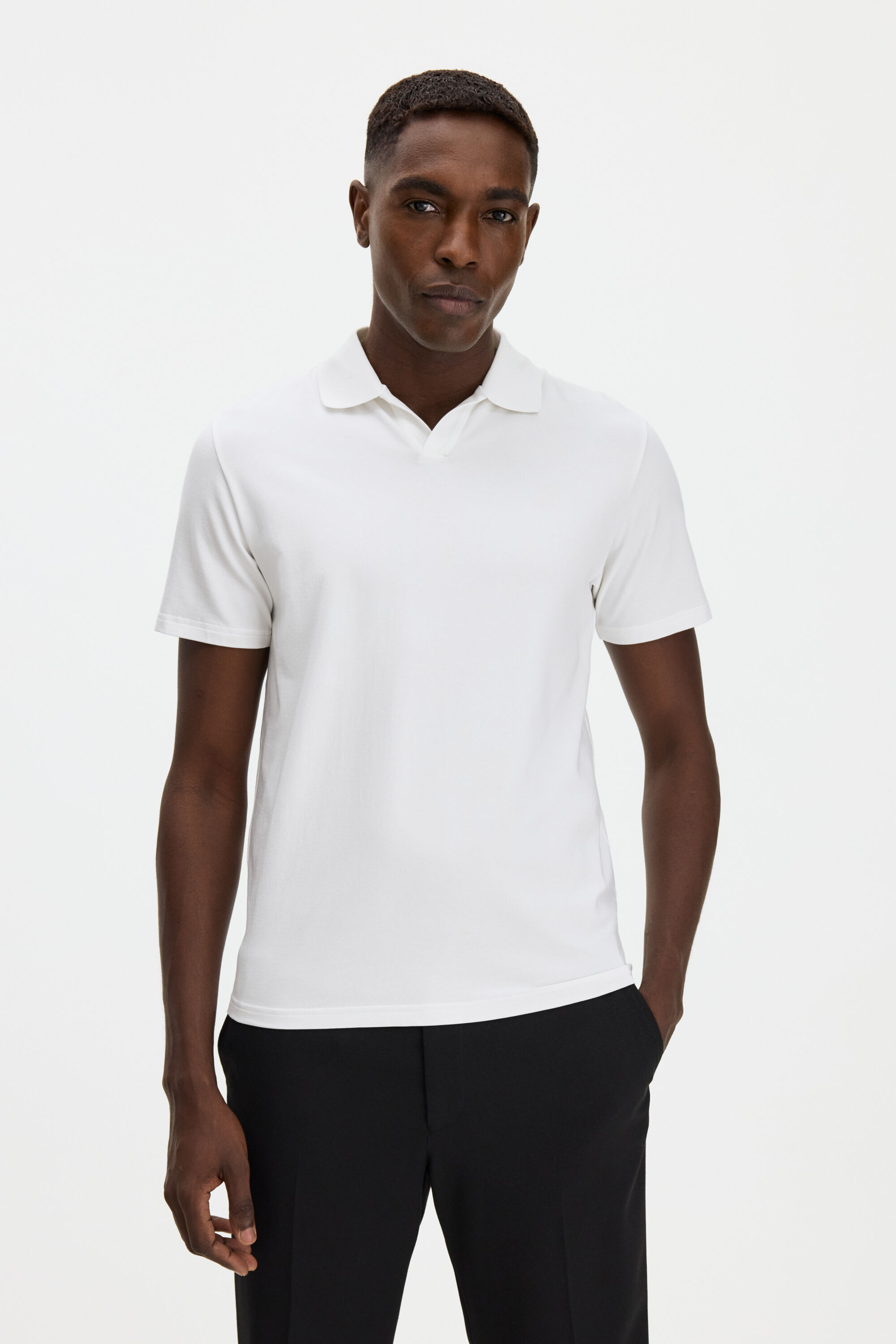 トップス papier Polo tee/white Stretch Cotton Polo T-Shirt - White | FILIPPA K