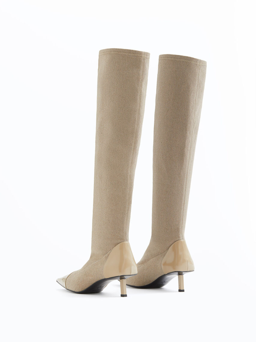 Pointy Kitten Stretch Denim Bootie