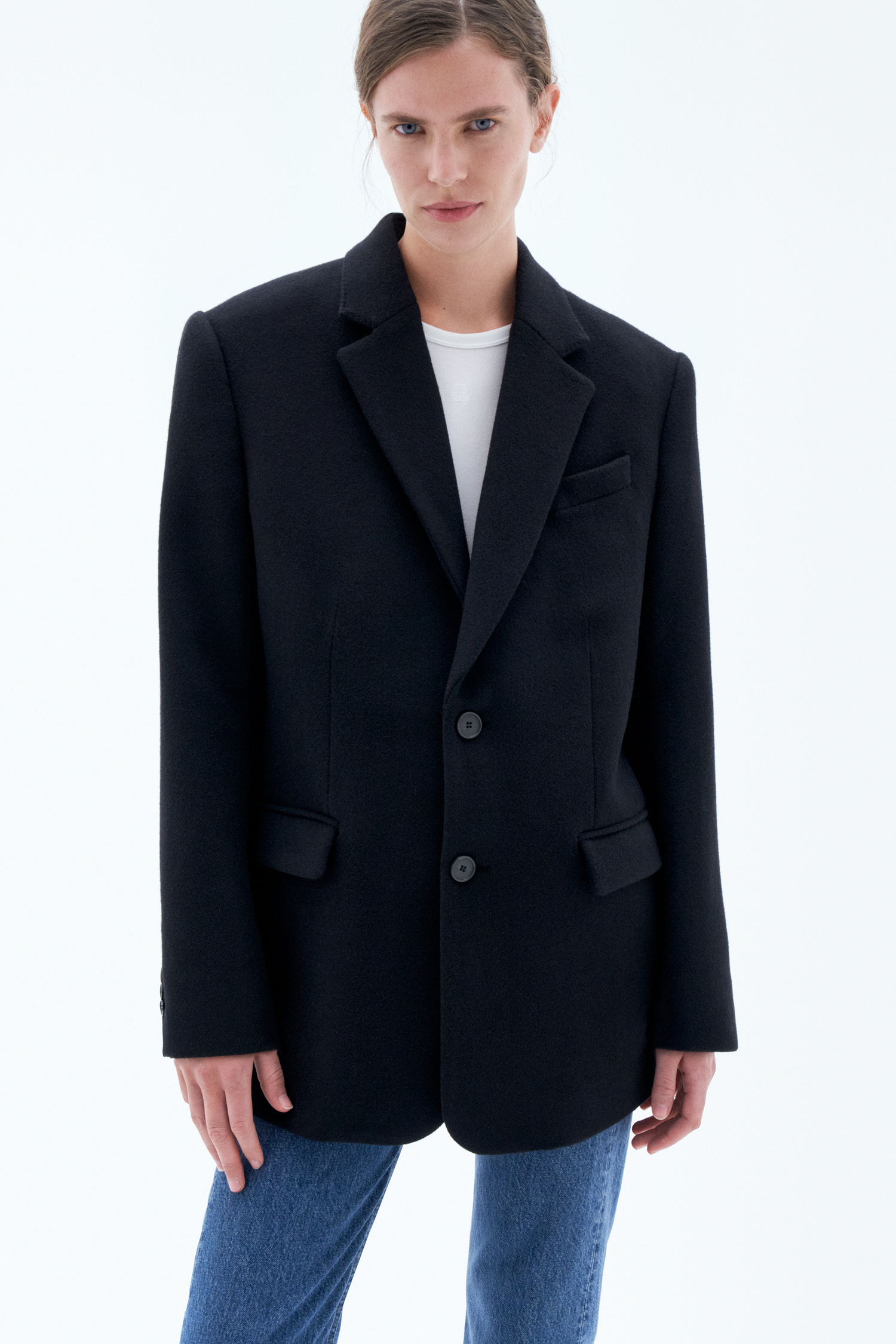 Shop Filippa K Wool Blazer Coat In Black