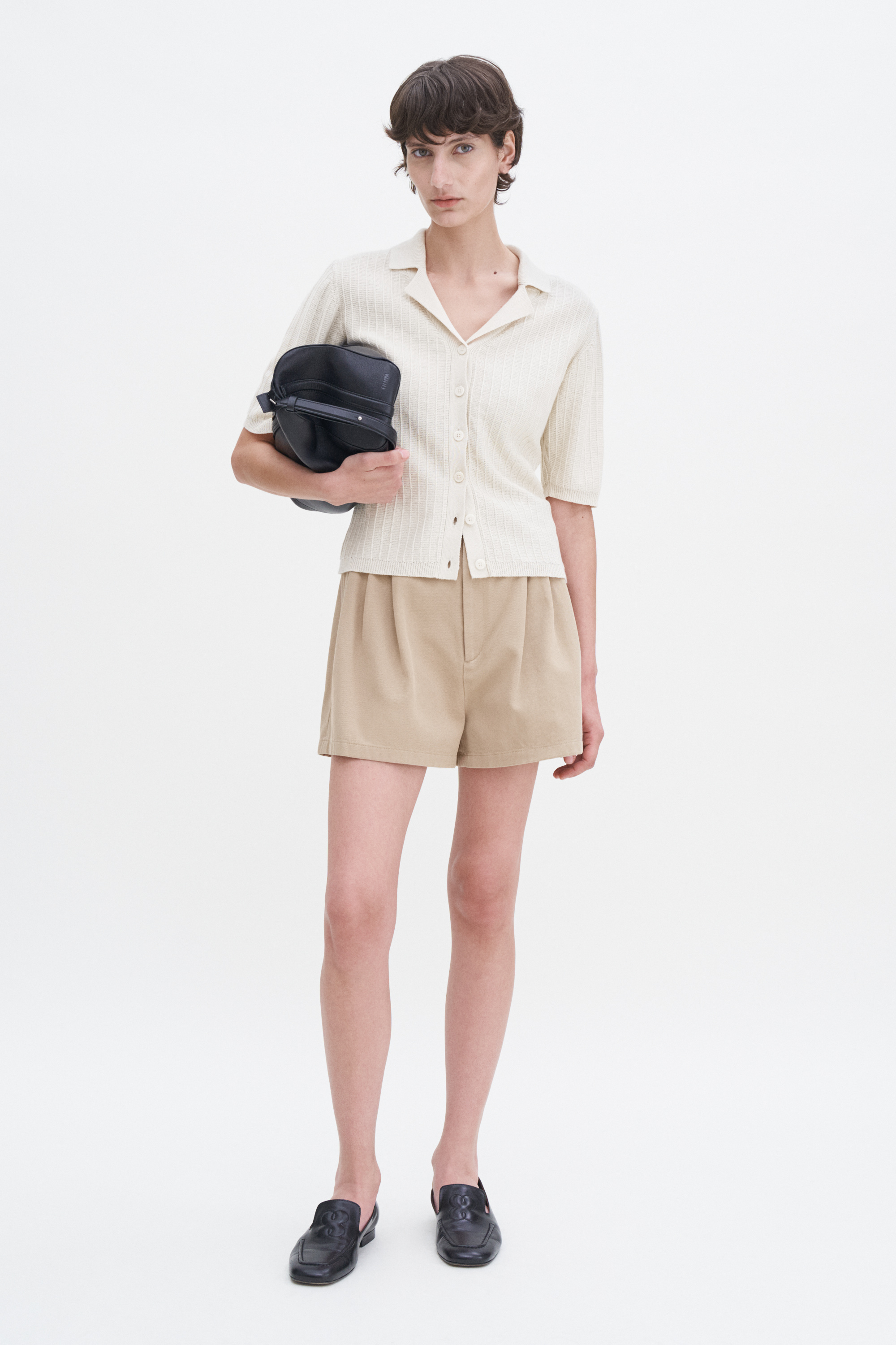 Filippa K Shortsleeve Collar Cardigan In White