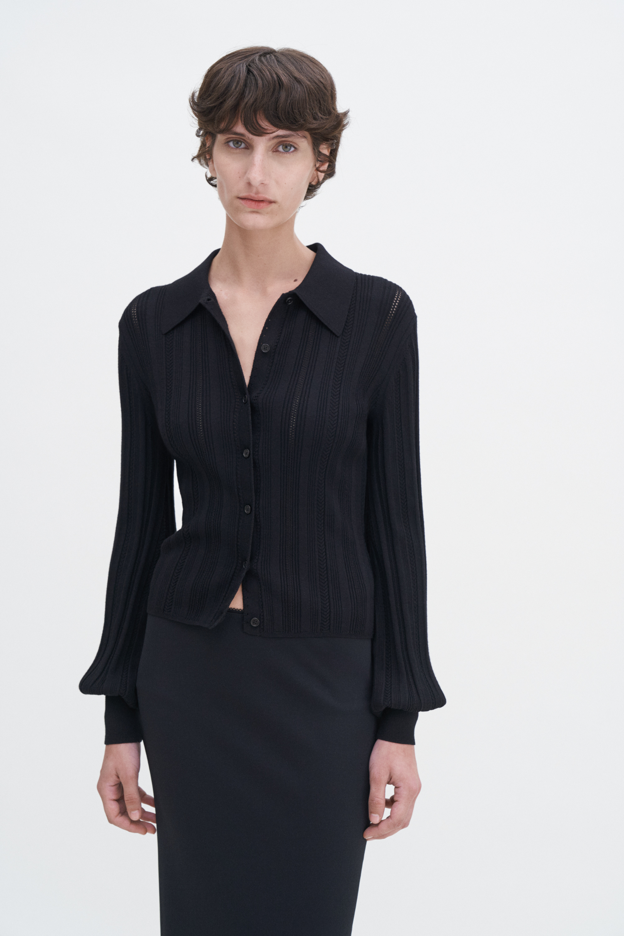 Filippa K Braid Knit Cardigan In Black