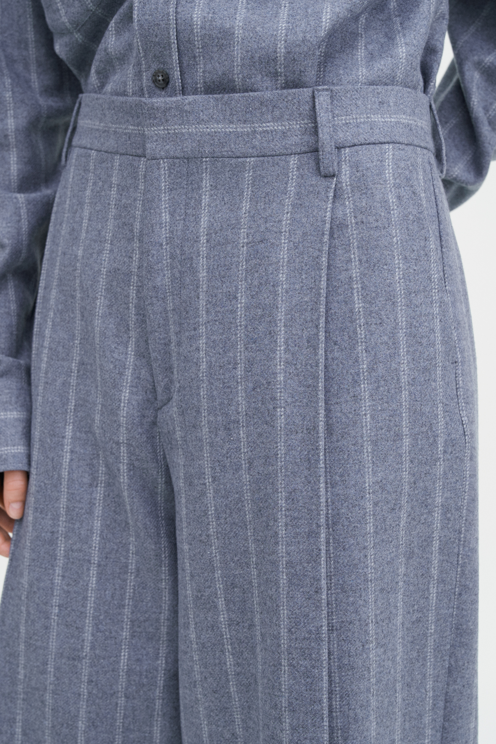 Filippa K Wide Pleated Striped Trousers In Blue