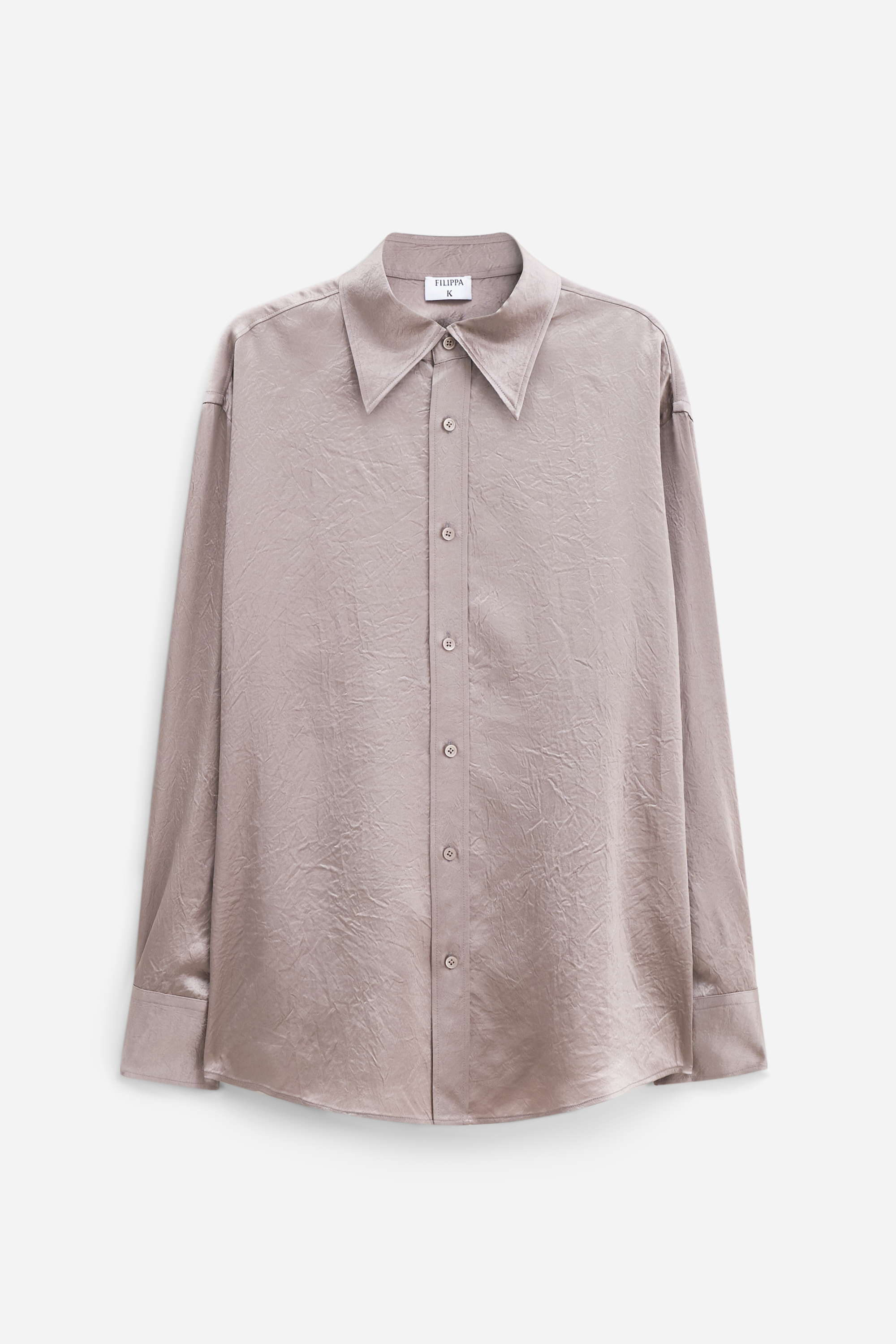 Filippa K Crinkled Long-sleeves Shirt Oversized Collar In Brown