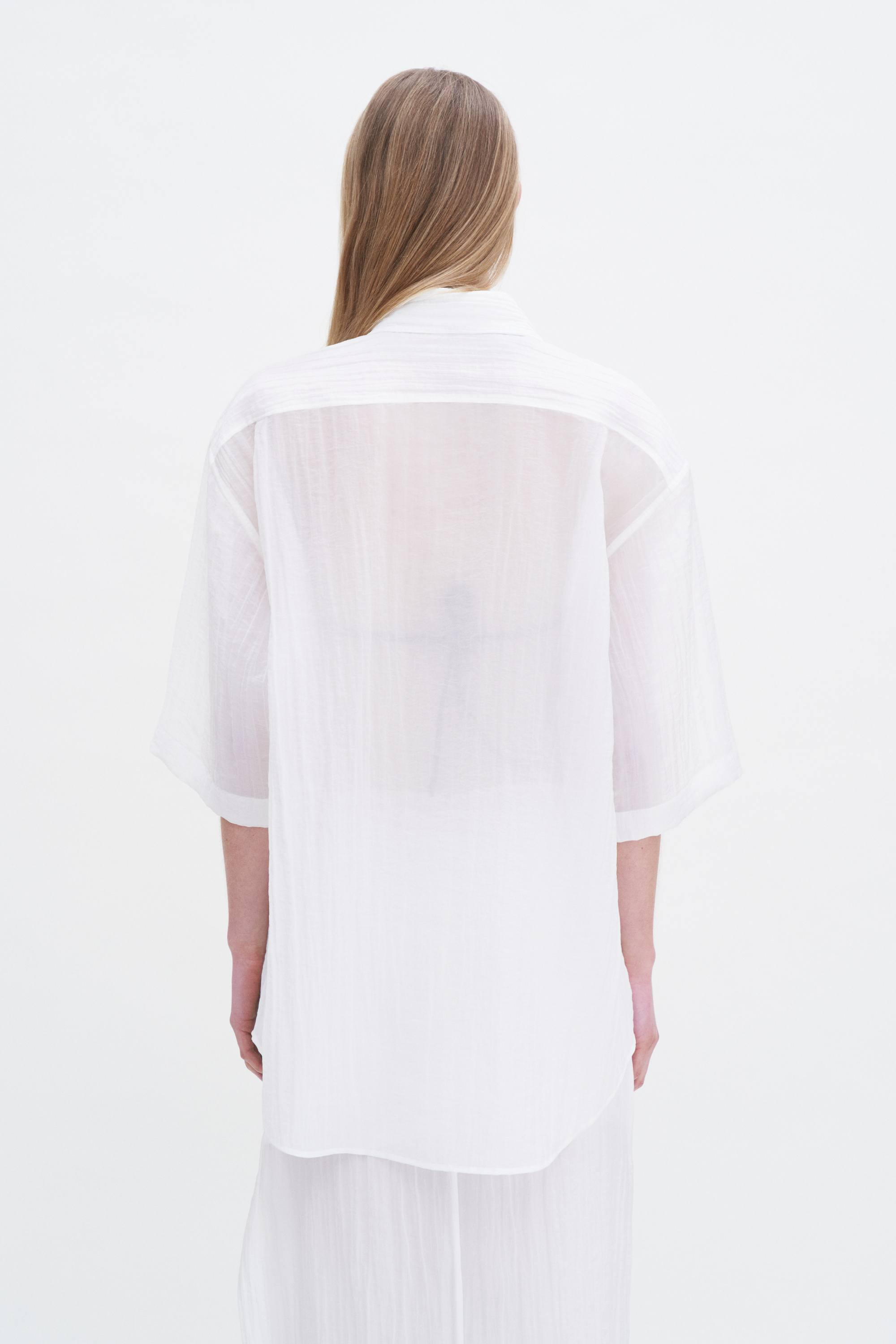Shop Filippa K Short Sleeve Crinkle Shirt In White