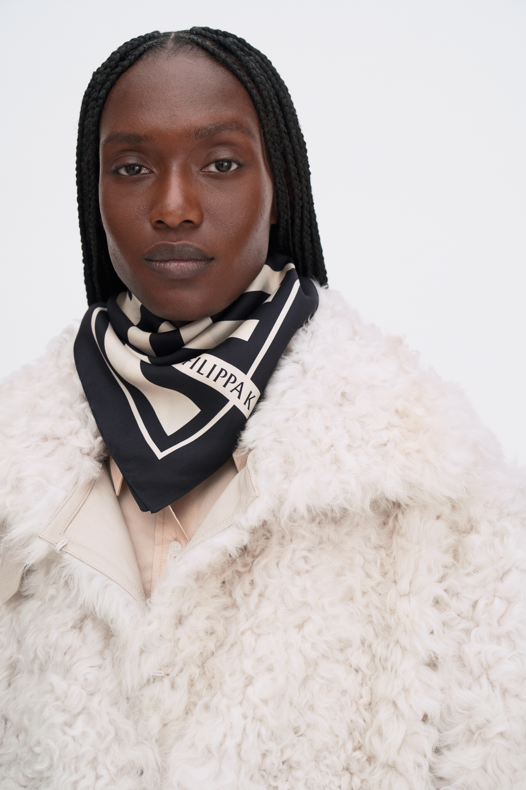 Filippa K Printed Silk Scarf In Black