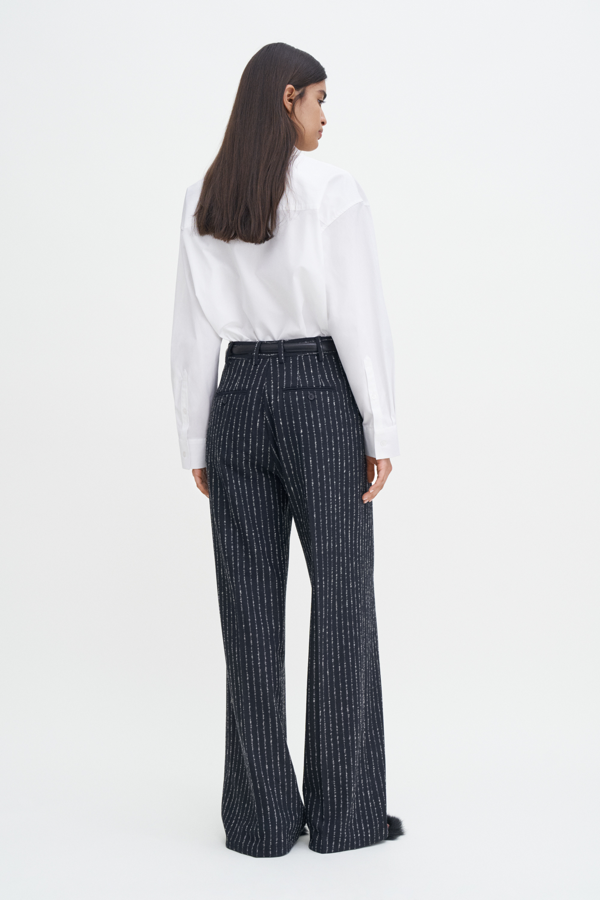 Filippa K Darcey Pinstripe Trousers In Black
