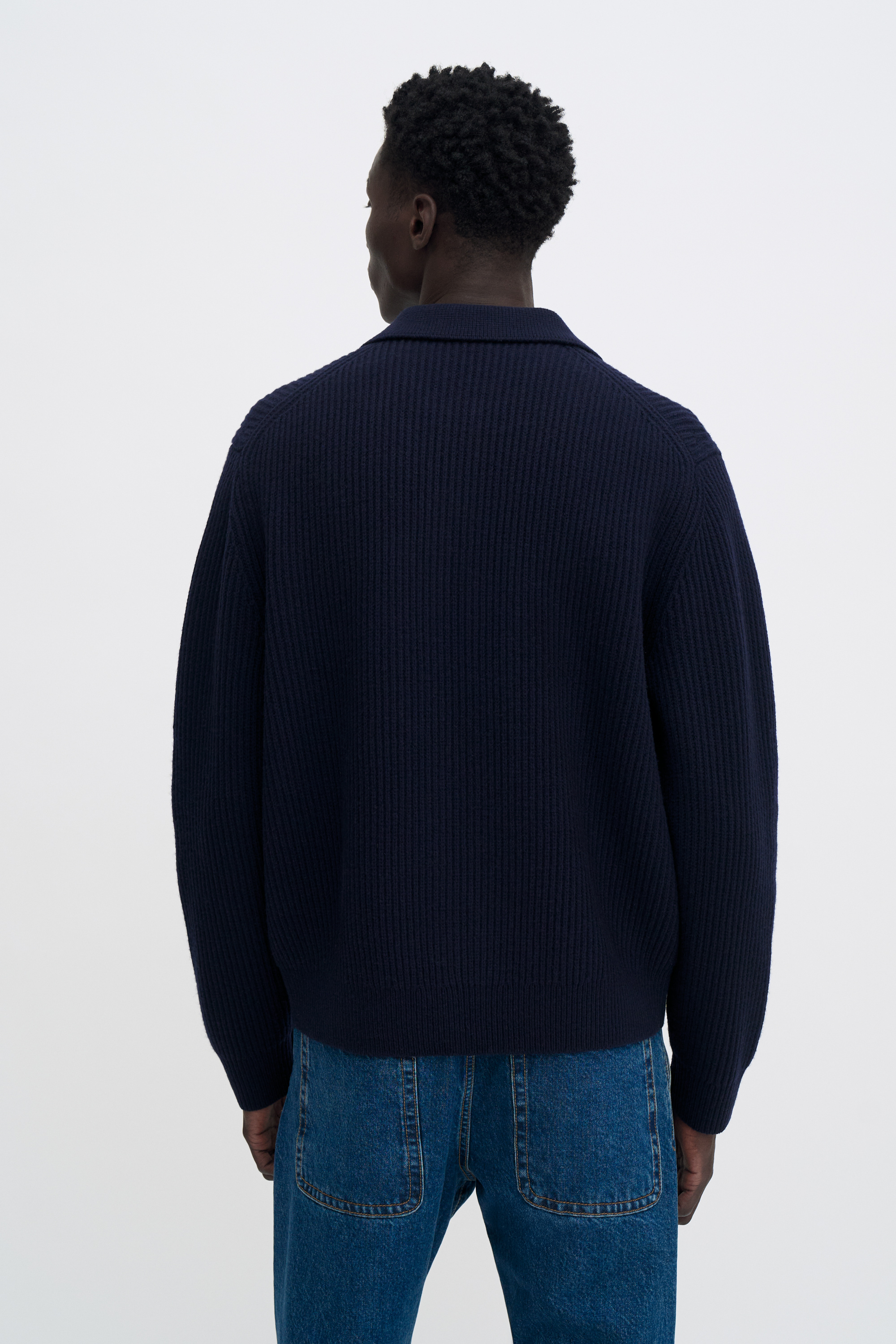 Filippa K Ribbed Wool Zip Cardigan In Blue