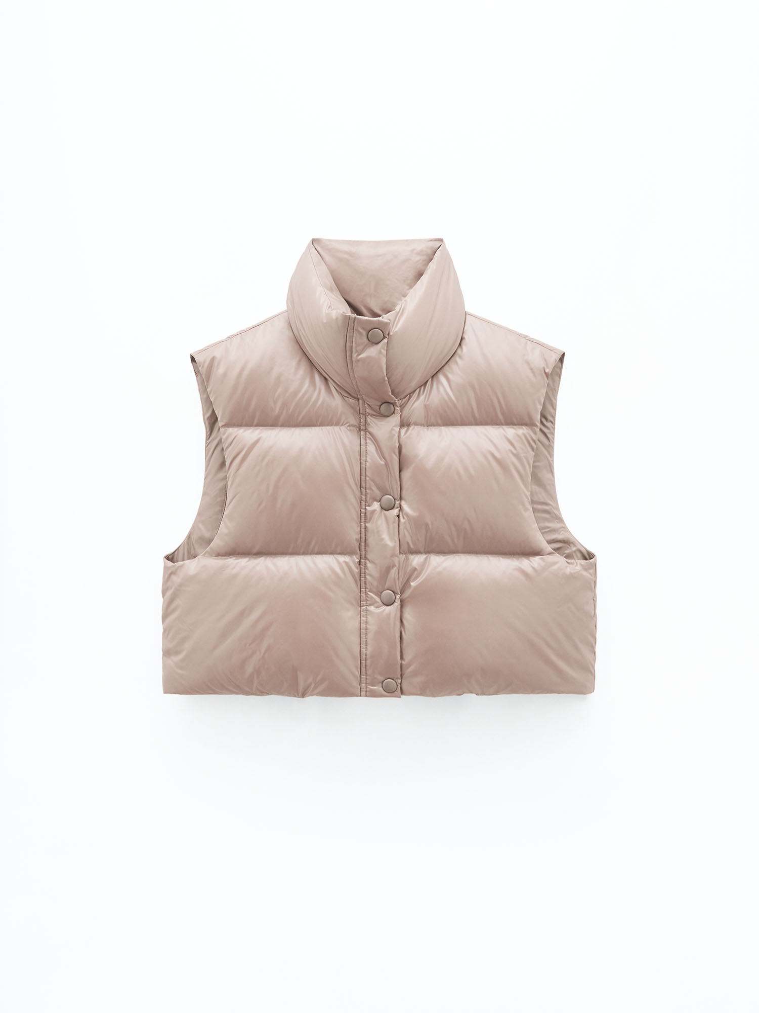 Shop Filippa K Cropped Puffer Vest In Brown