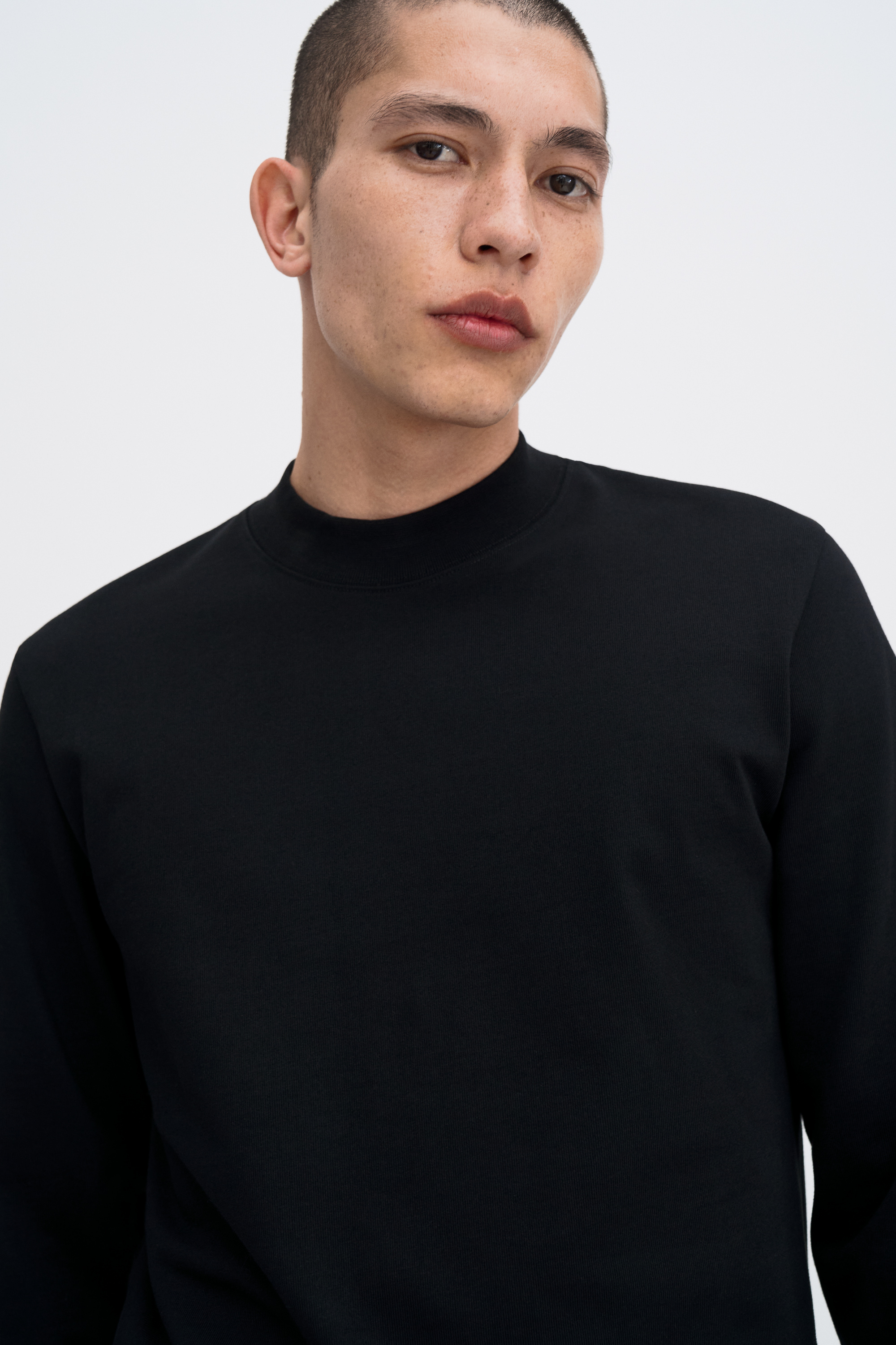 Filippa K Heavy Cotton Mock Neck Shirt In Black