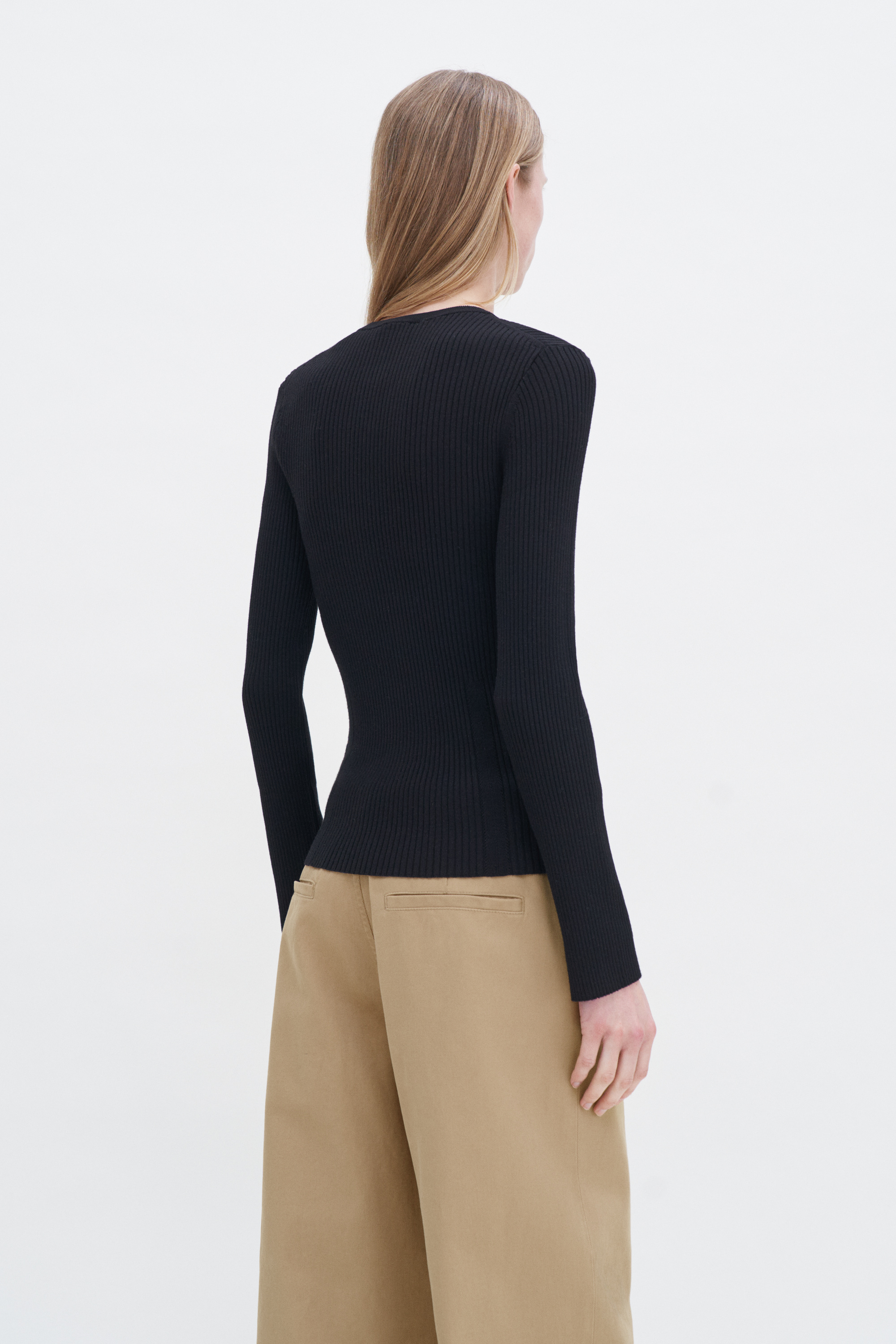 Filippa K Ribbed Knit Henley In Black