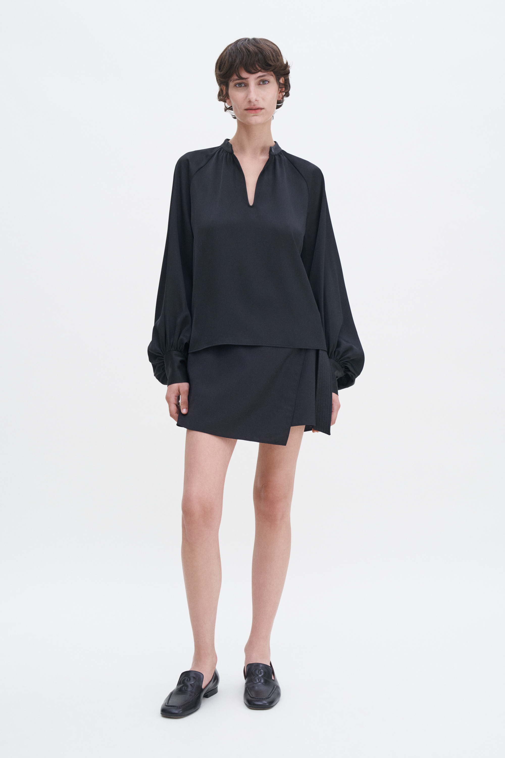 Filippa K Stand Collar Blouse In Black