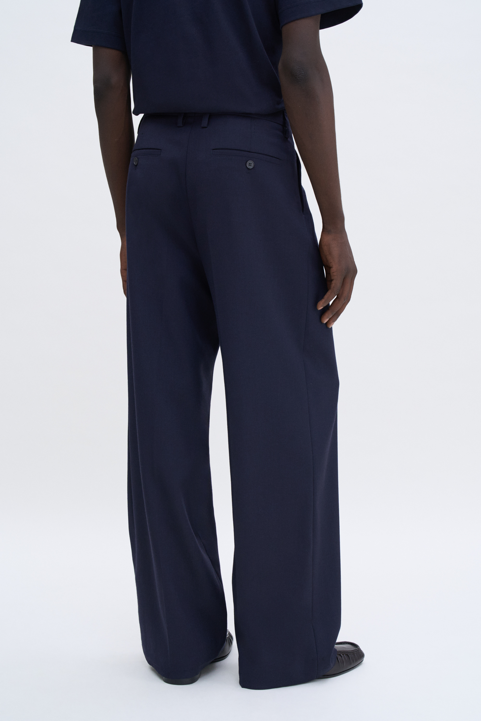 Filippa K Wide Wool Trousers In Blue