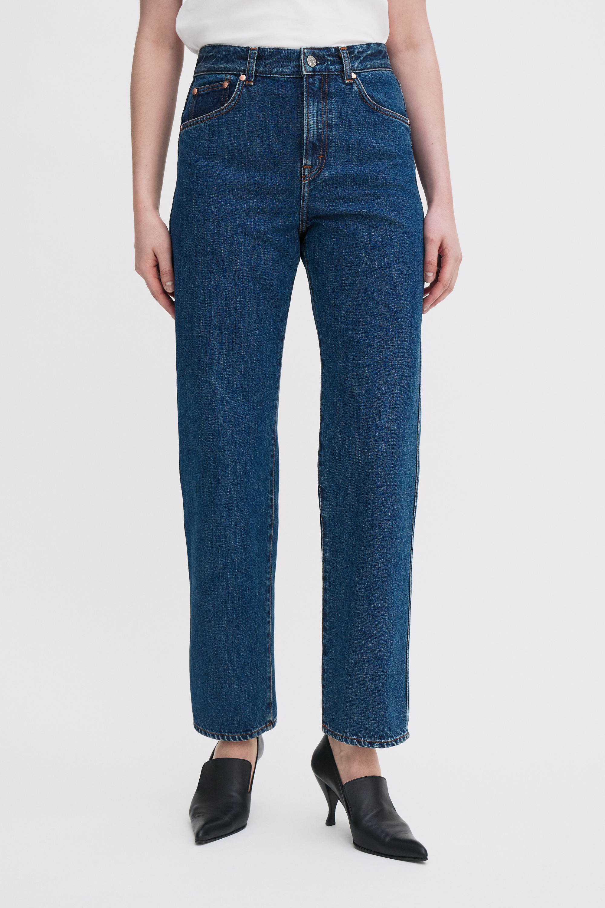 Filippa K High Waisted Cropped Jeans In Blue