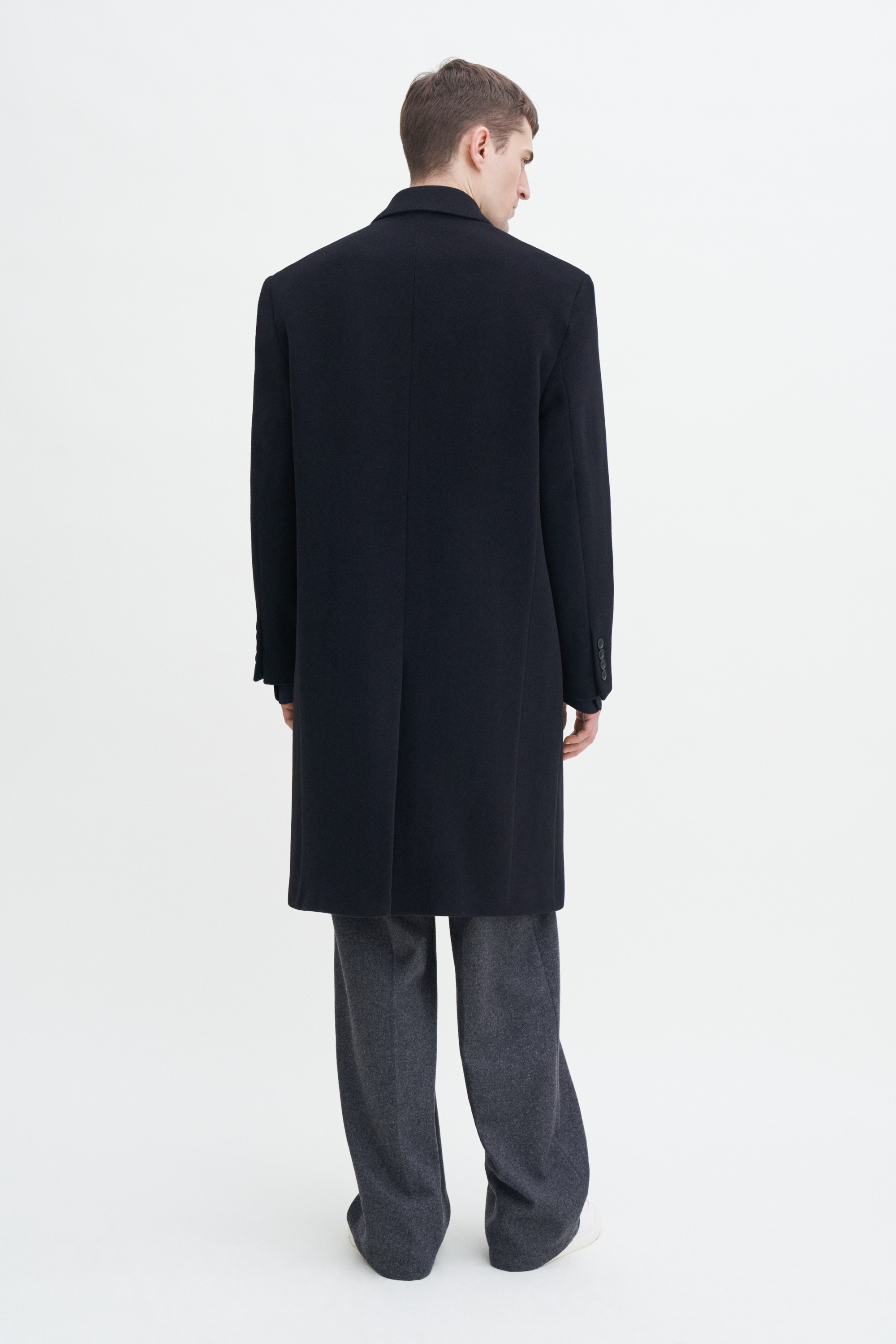 Filippa K Relaxed Wool Crombie Coat In Black