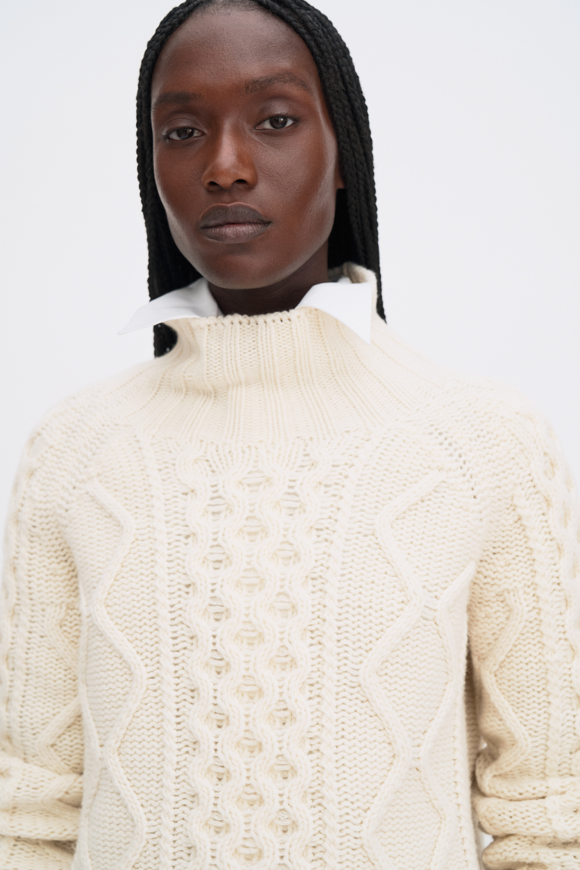 Filippa K Wool Cable Knit Sweater In White