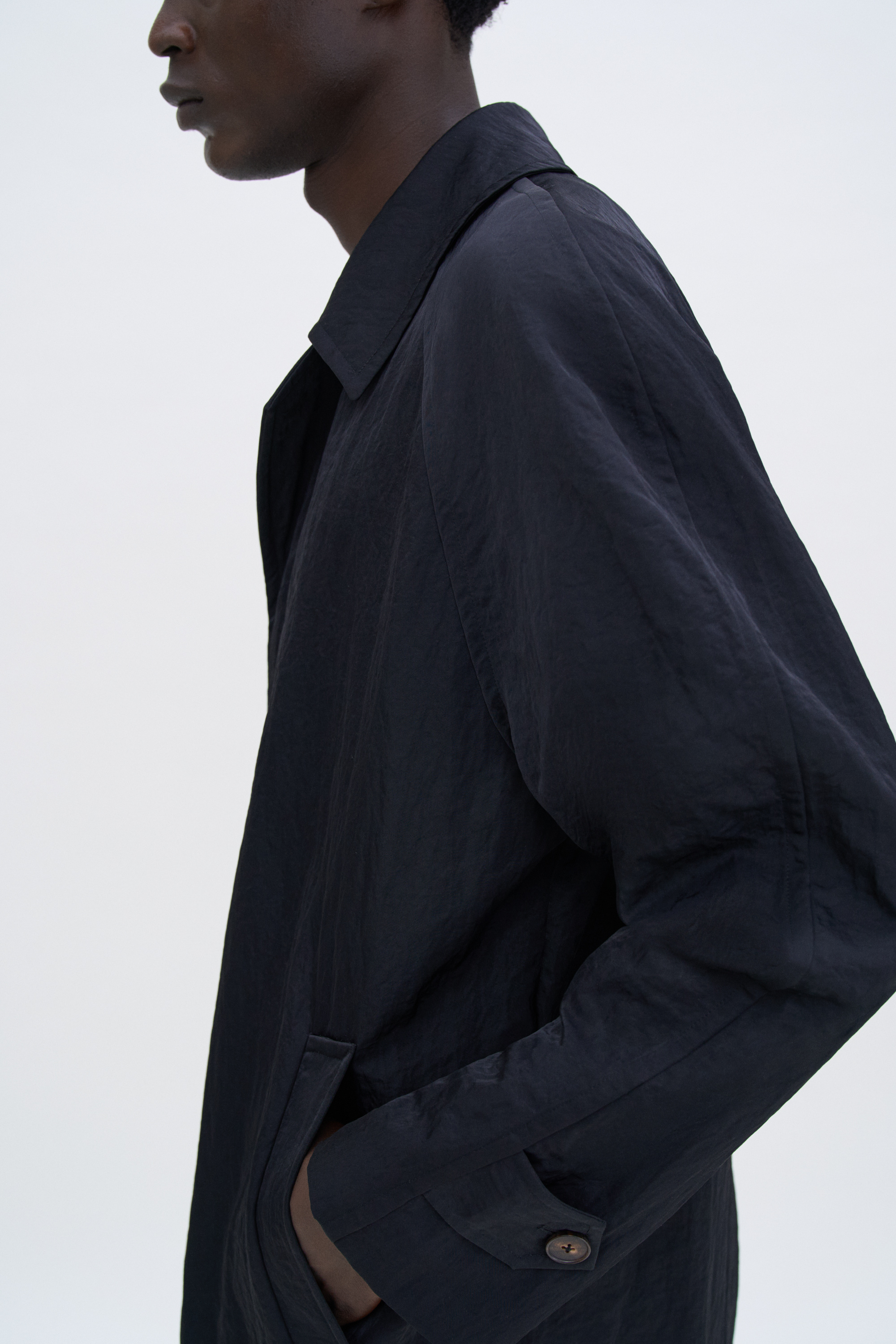 Filippa K Nylon Gabardine Car Coat In Black