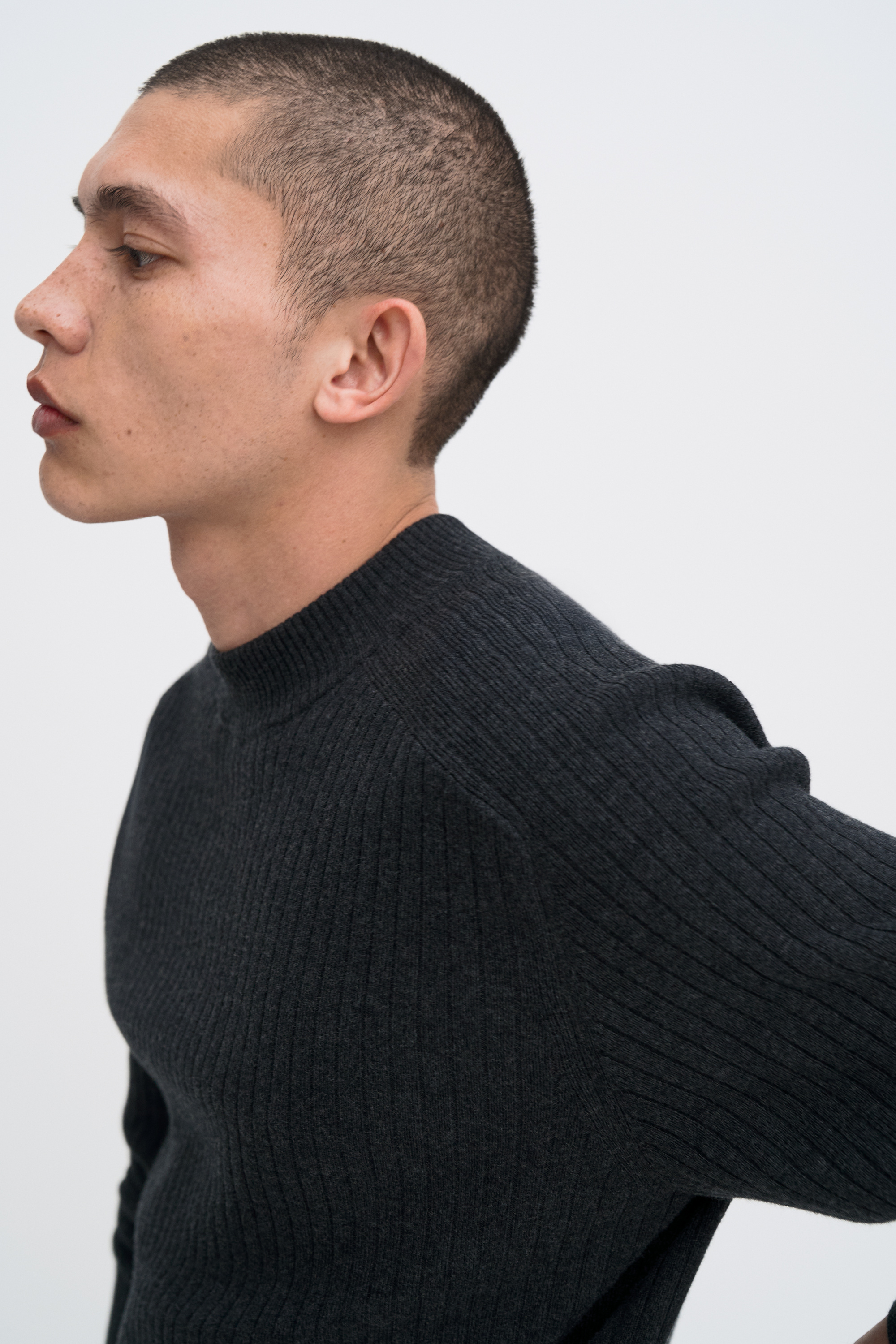 Filippa K Cotton Merino Mock Neck Sweater In Gray