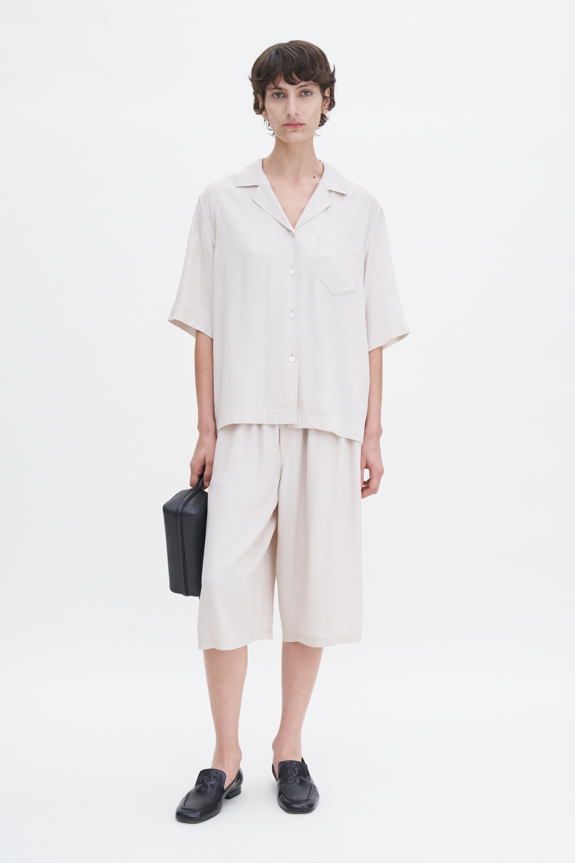 Filippa K Draped Twill Shirt In Beige