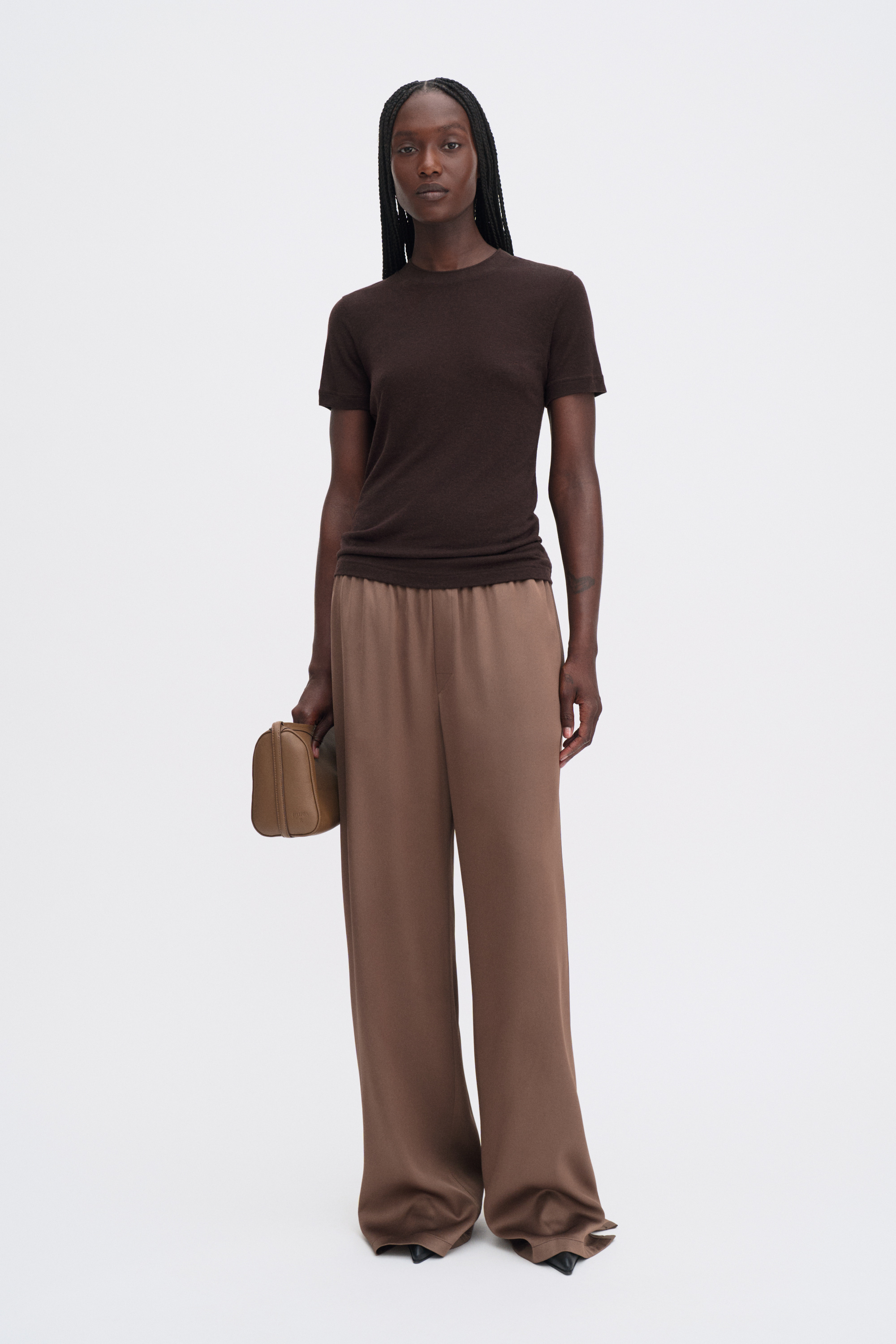 Filippa K Lyocell Cashmere Tee In Brown