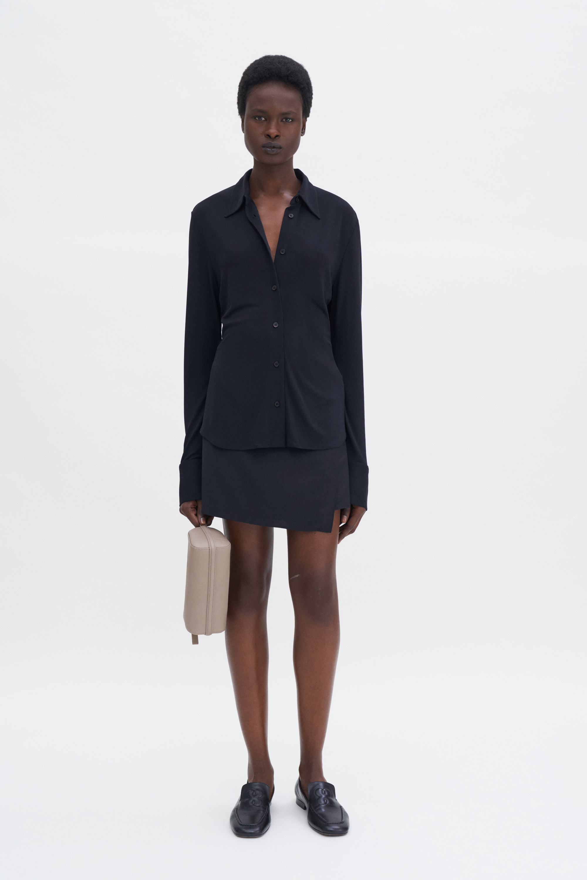 Shop Filippa K Fluid Jersey Shirt In Black
