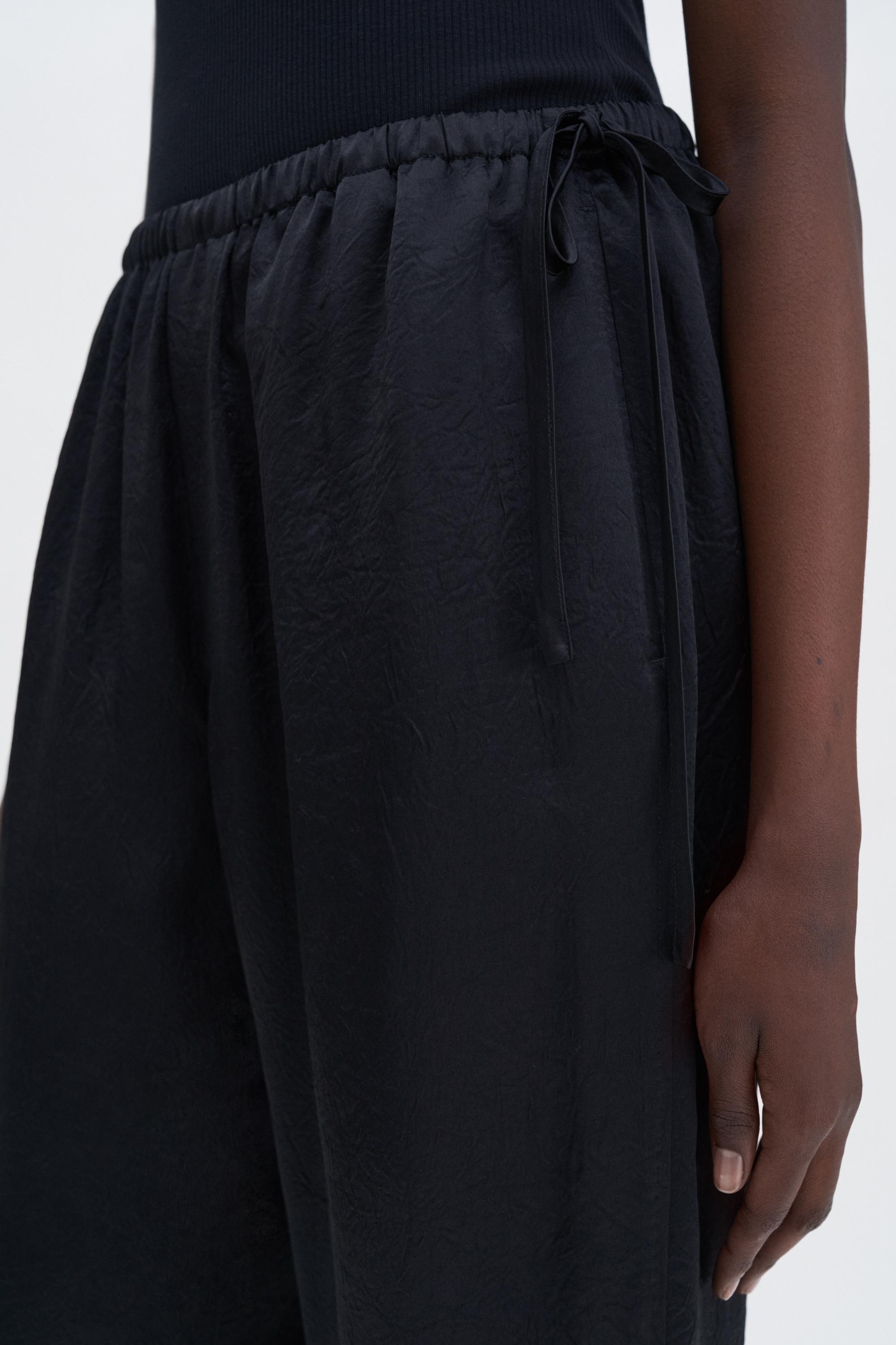 Filippa K Casual Crinkle Trousers In Black