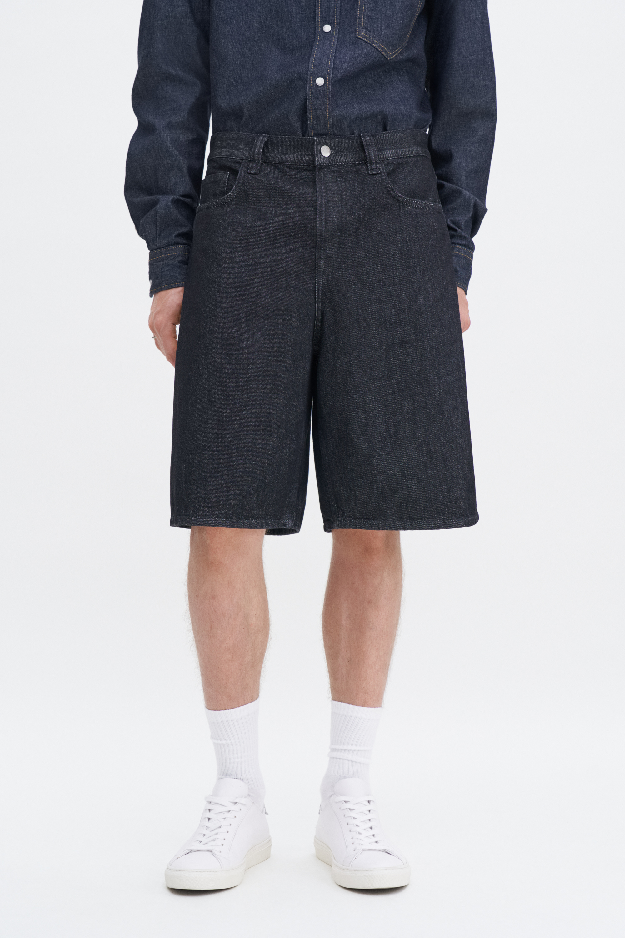 Filippa K Oversized Jean Shorts In Black