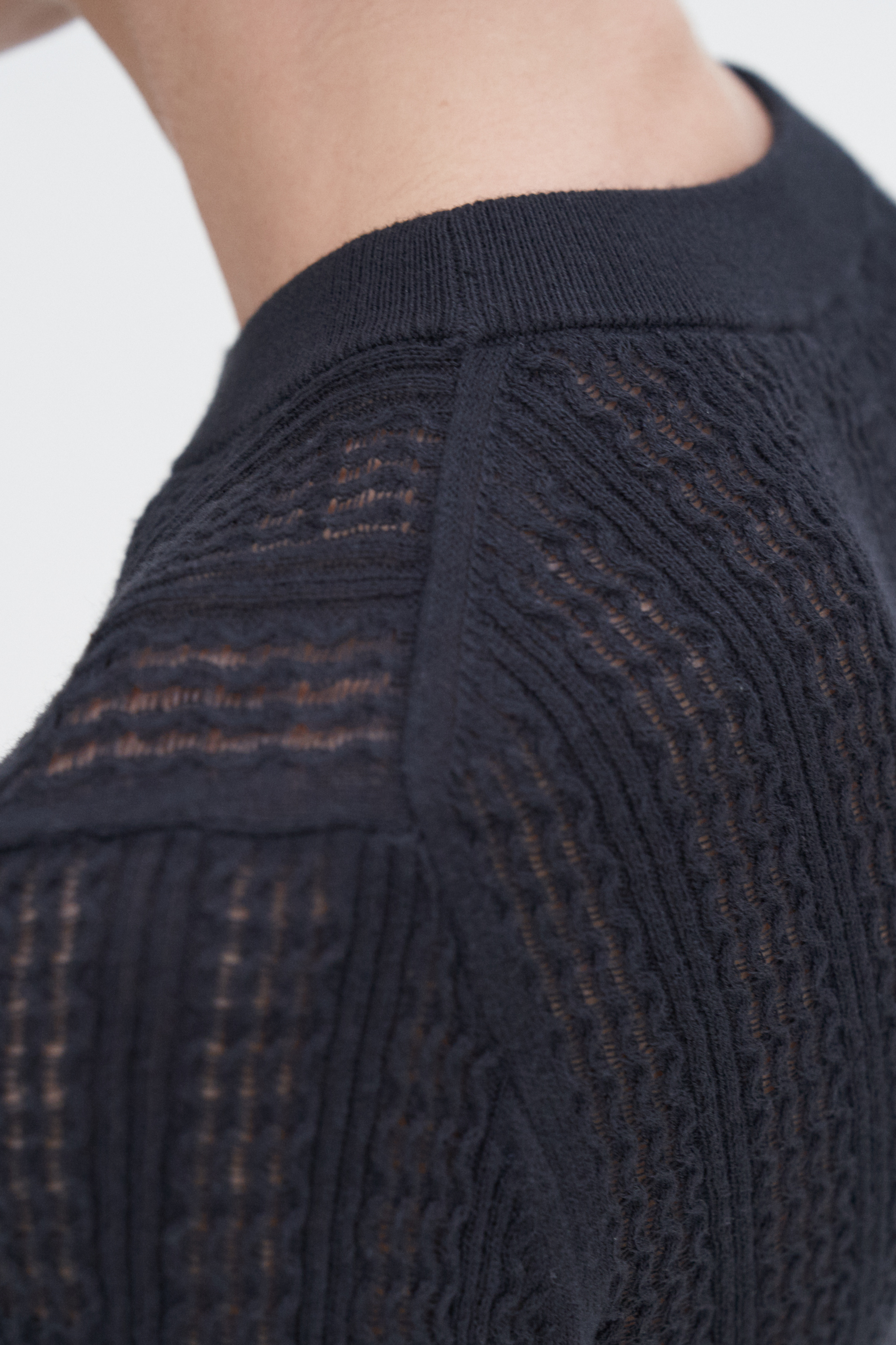 Filippa K Lace Knit Top In Black