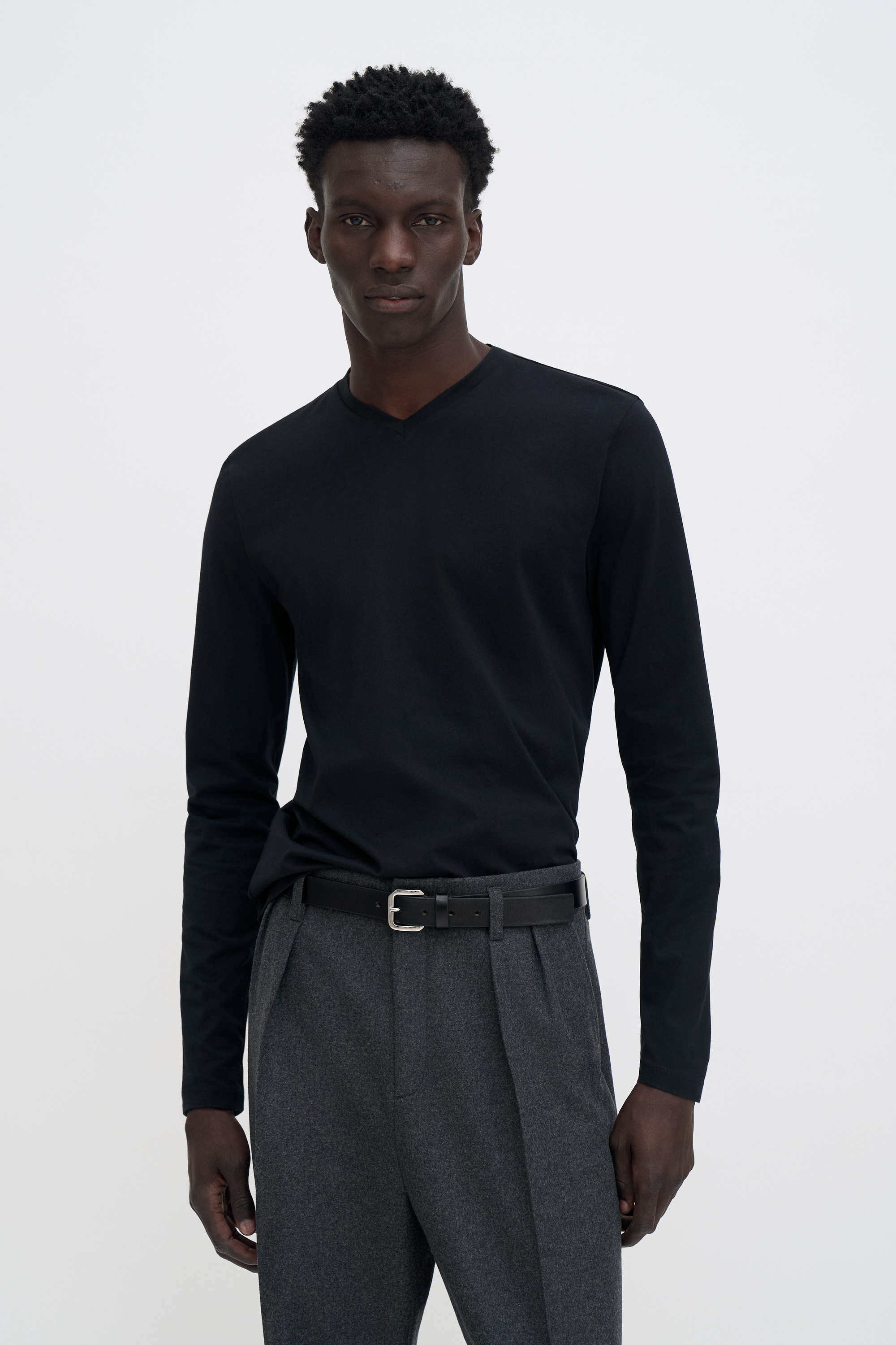 Filippa K Cotton Jersey V-neck Tee In Black